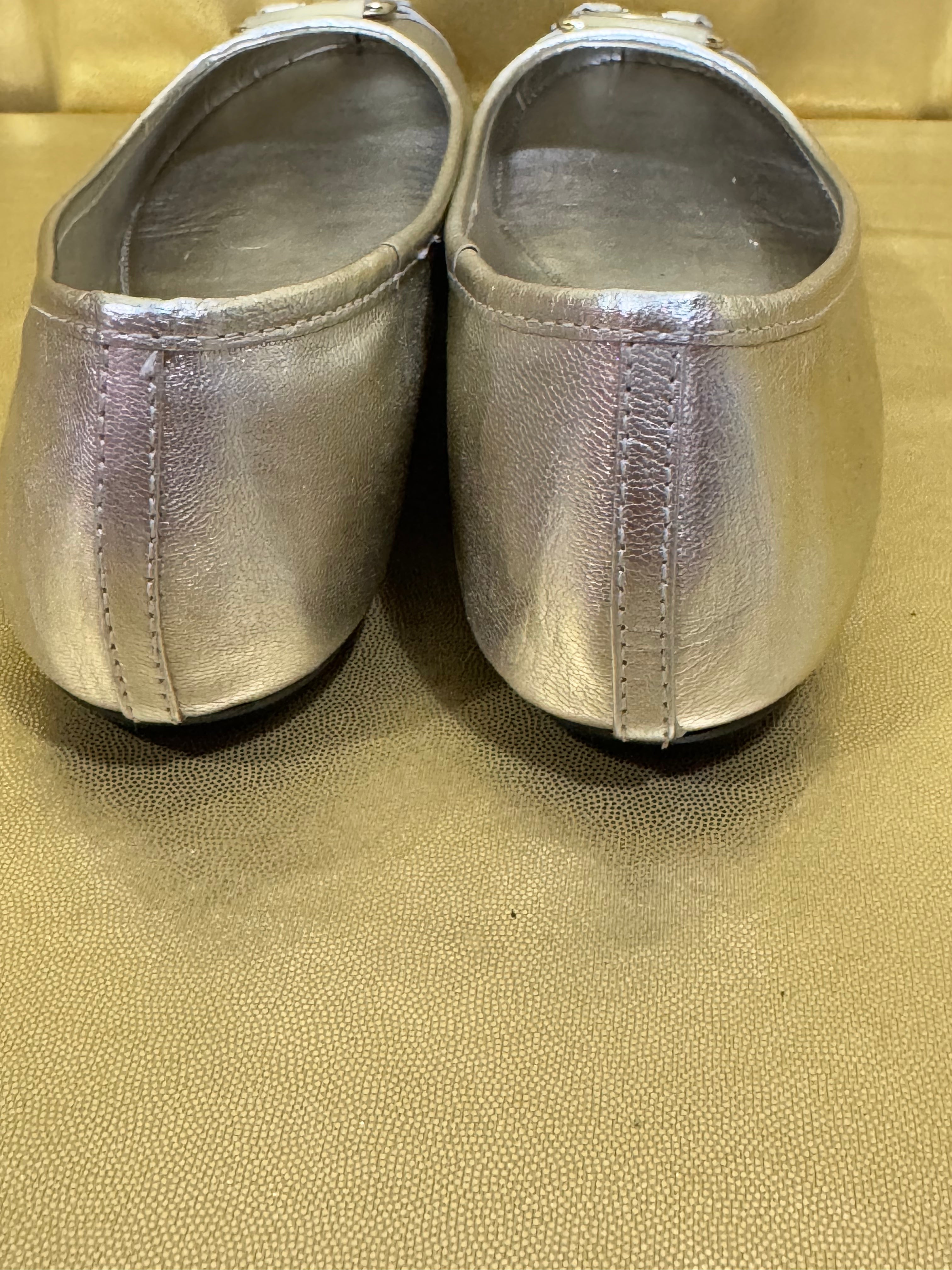 NWOB Lauren Ralph Lauren Abigail Gold Metallic Leather Ballet Flats - Size 8.5B