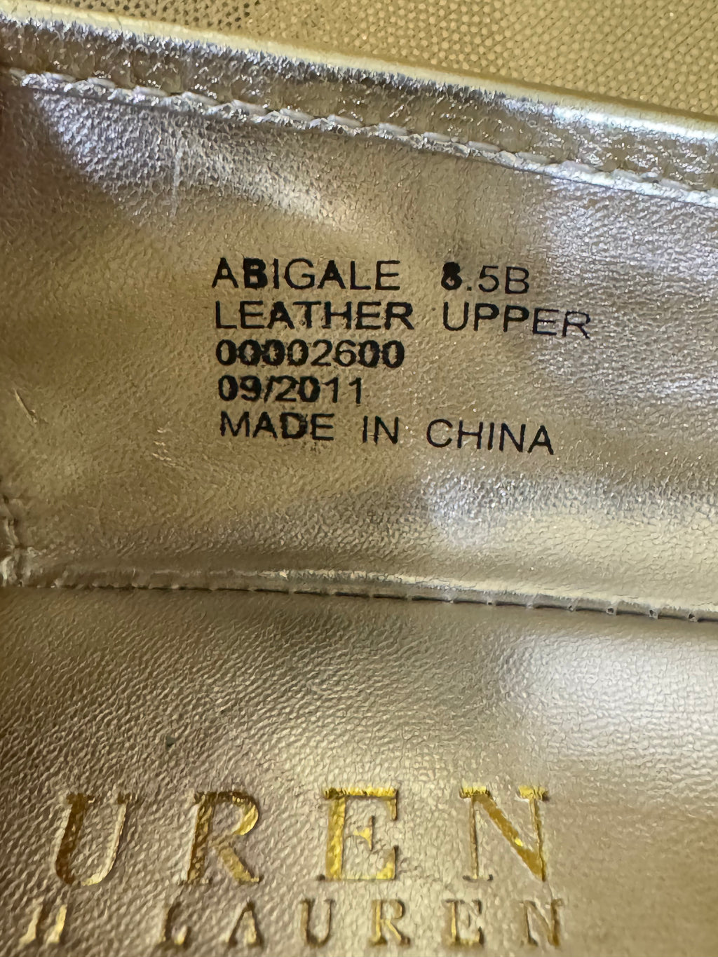 NWOB Lauren Ralph Lauren Abigail Gold Metallic Leather Ballet Flats - Size 8.5B