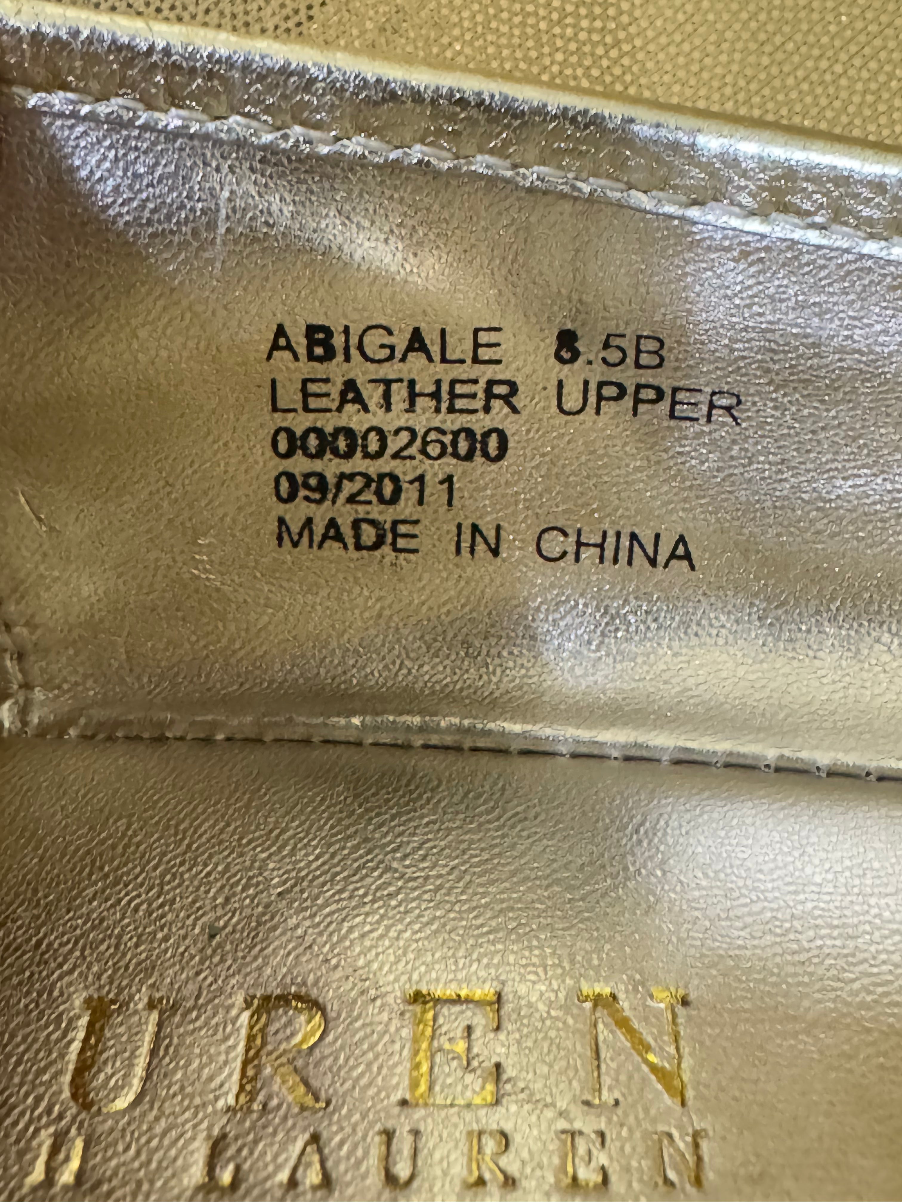 NWOB Lauren Ralph Lauren Abigail Gold Metallic Leather Ballet Flats - Size 8.5B