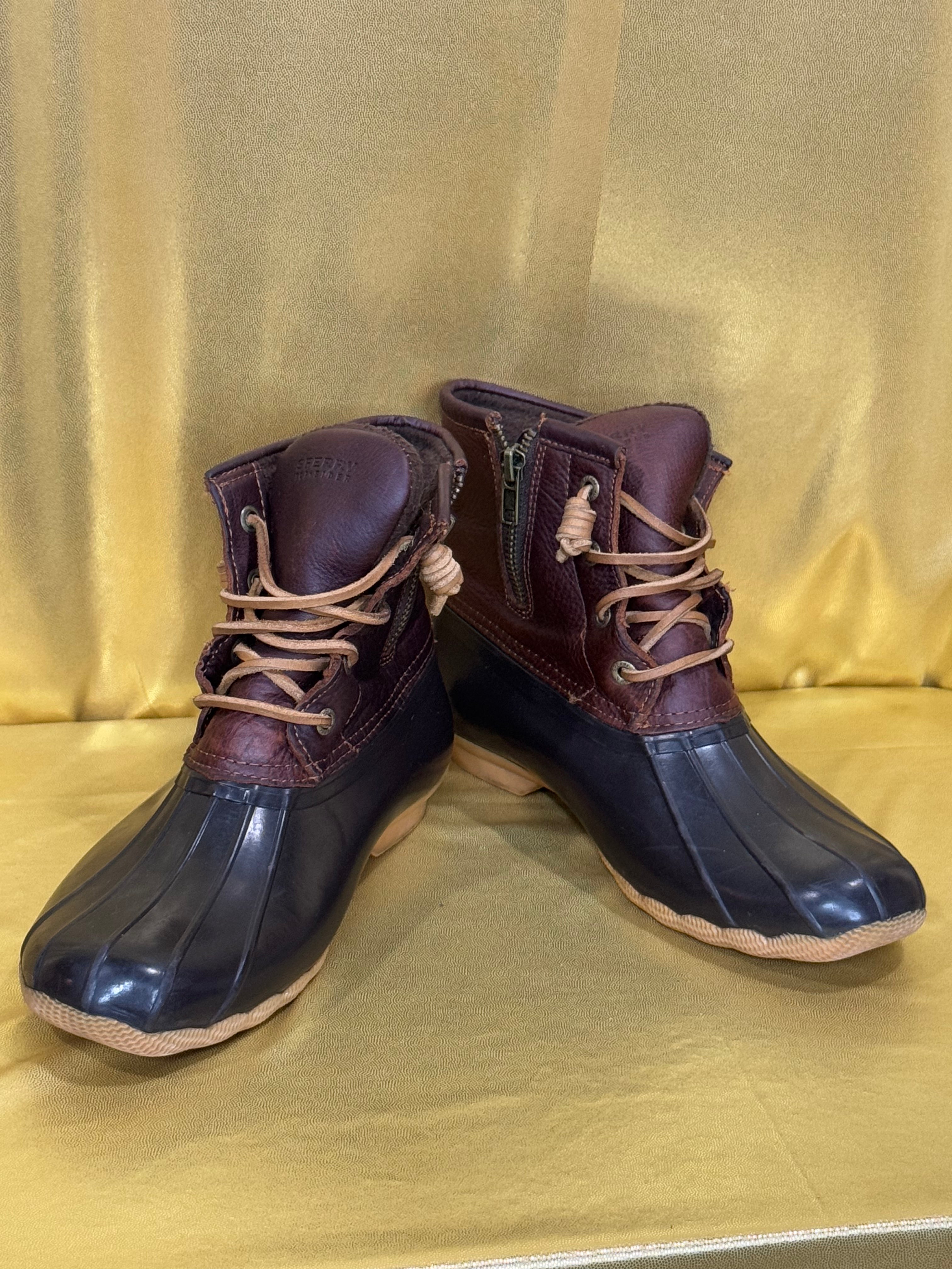 Sperry Top-Sider Saltwater Duck Boots - Brown/Black Leather & Rubber - Size 7.5 NEW ✨