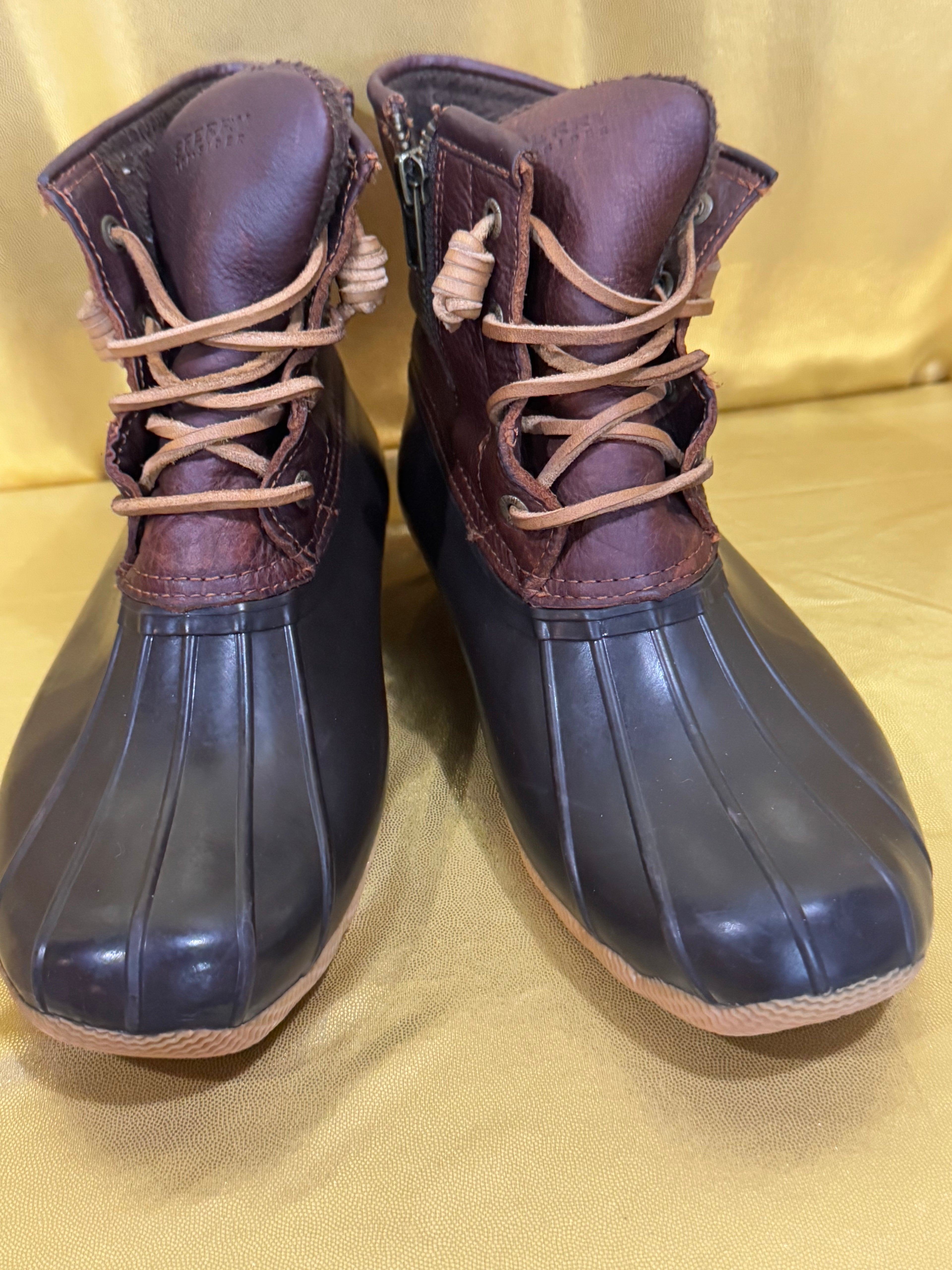 Sperry Top-Sider Saltwater Duck Boots - Brown/Black Leather & Rubber - Size 7.5 NEW ✨