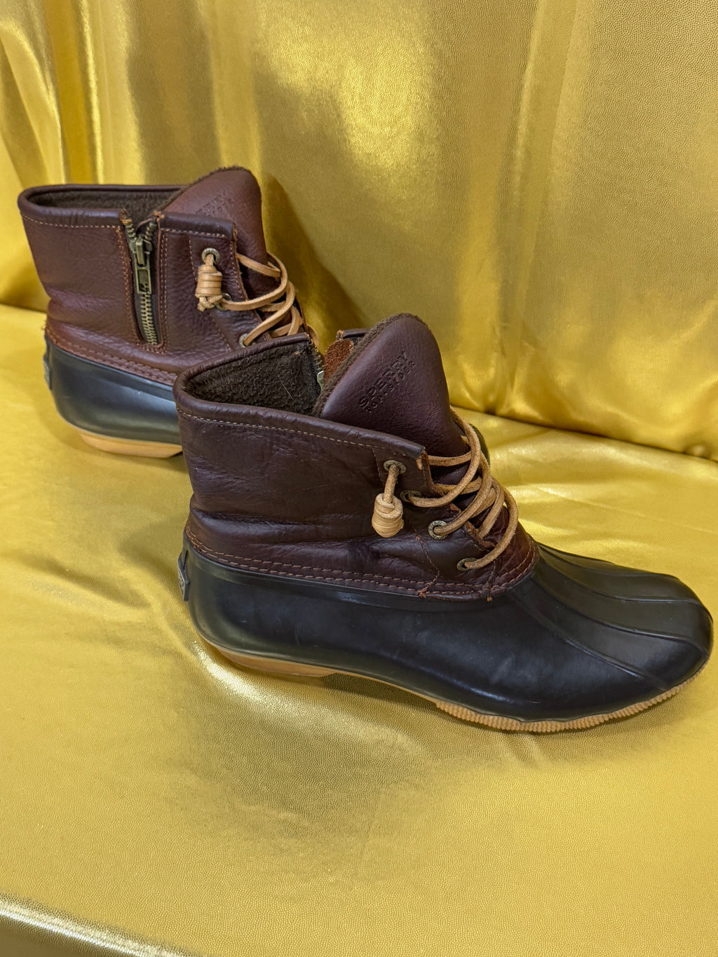 Sperry Top-Sider Saltwater Duck Boots - Brown/Black Leather & Rubber - Size 7.5 NEW ✨