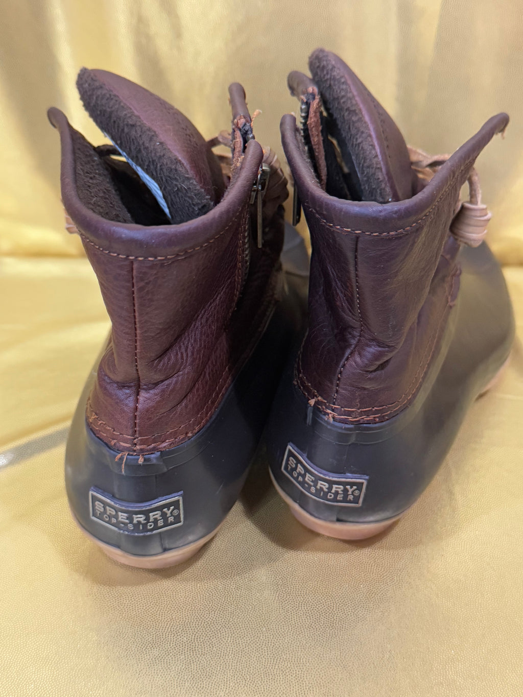 Sperry Top-Sider Saltwater Duck Boots - Brown/Black Leather & Rubber - Size 7.5 NEW ✨