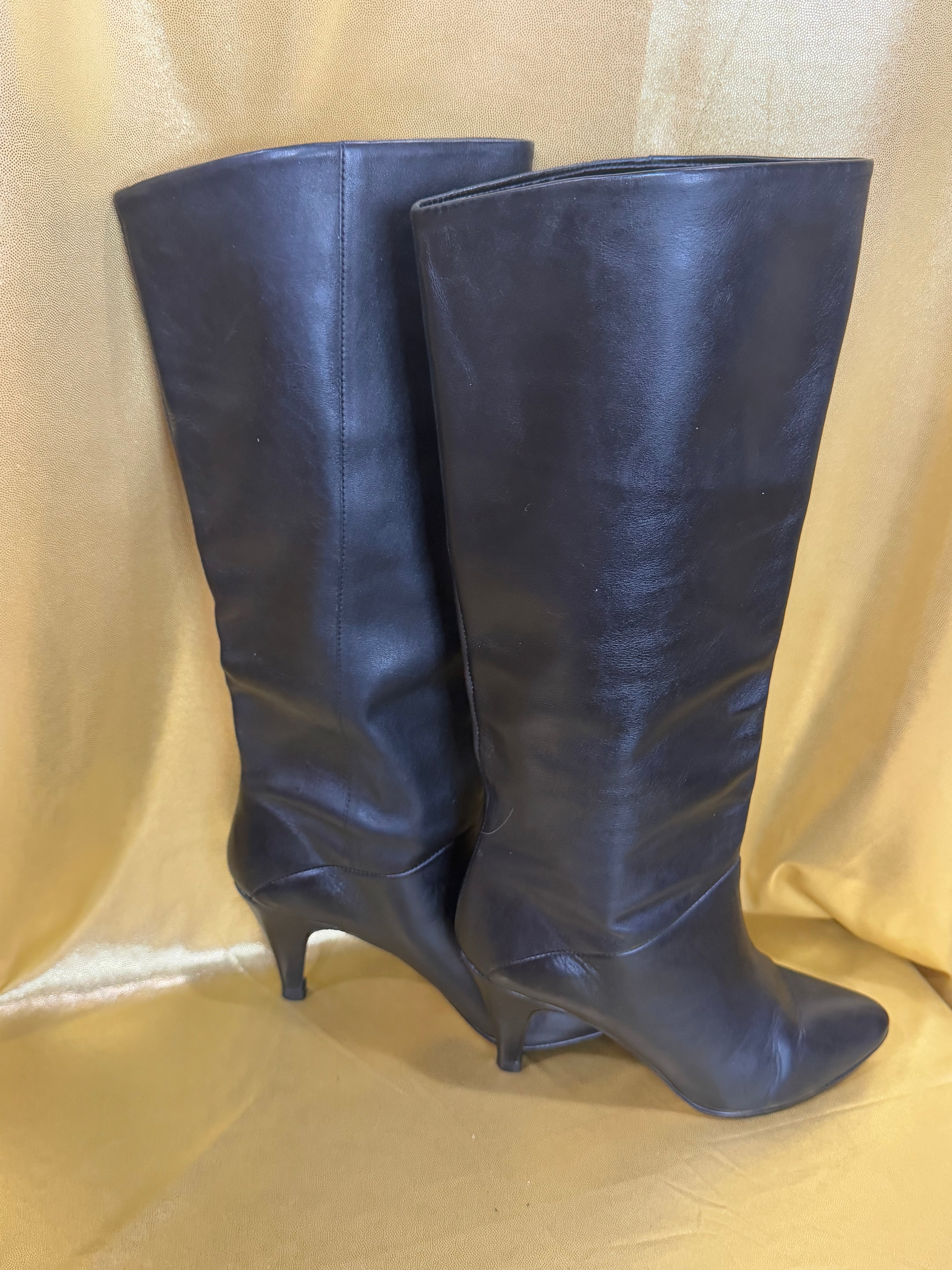 Vintage X-GANT Black Leather Knee-High Boots | Size 6M | Made in Brazil