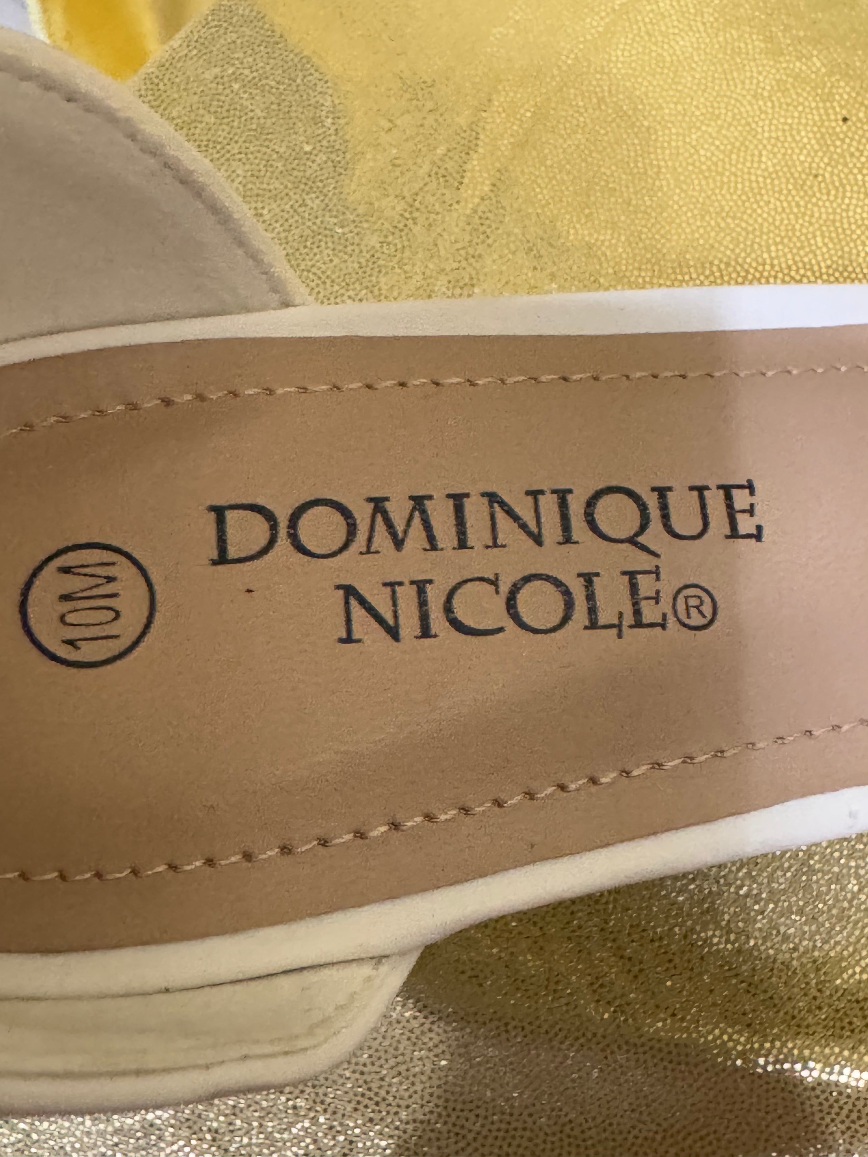 New Dominique Nicole Paula White Ankle Strap Block Heel Sandals Size 10M