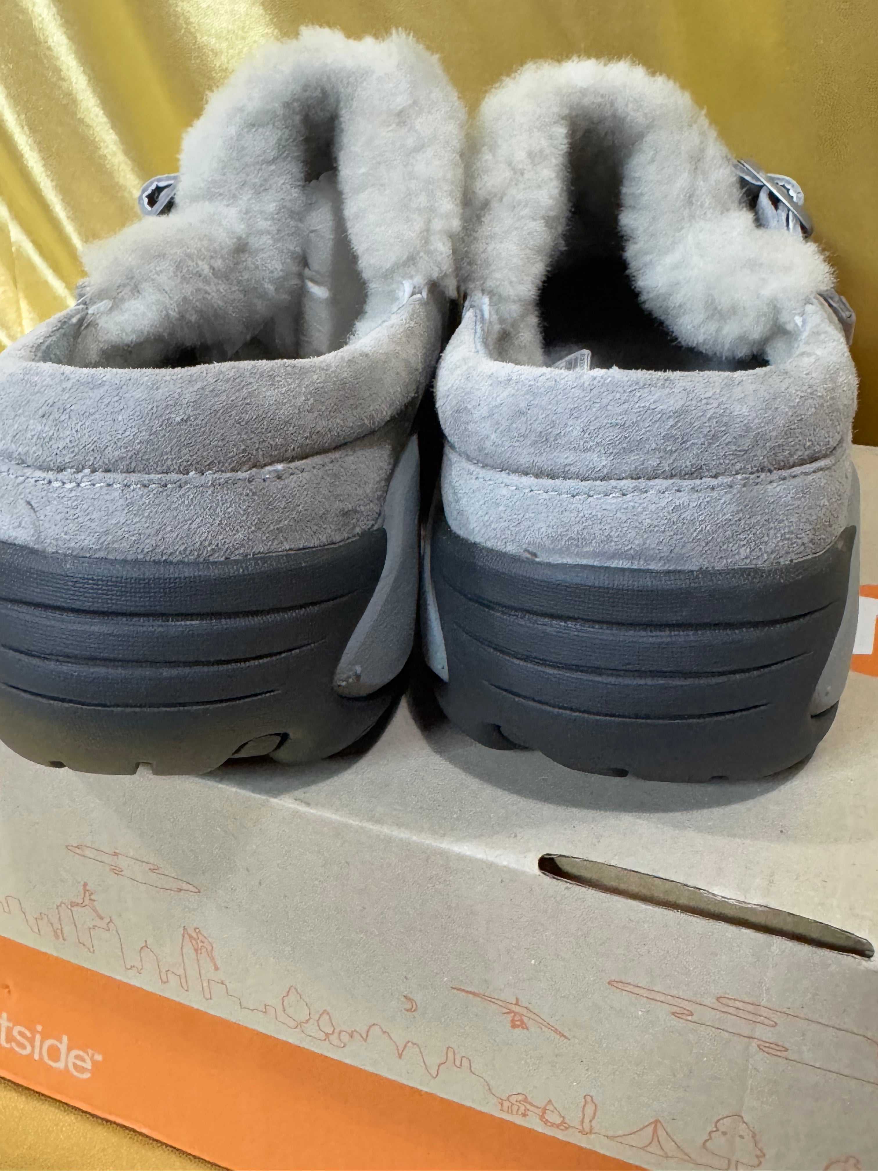 NIB Merrell Encore Ice Faux-Fur Lined Leather Clogs – Metallic/Gray, Size 7.5
