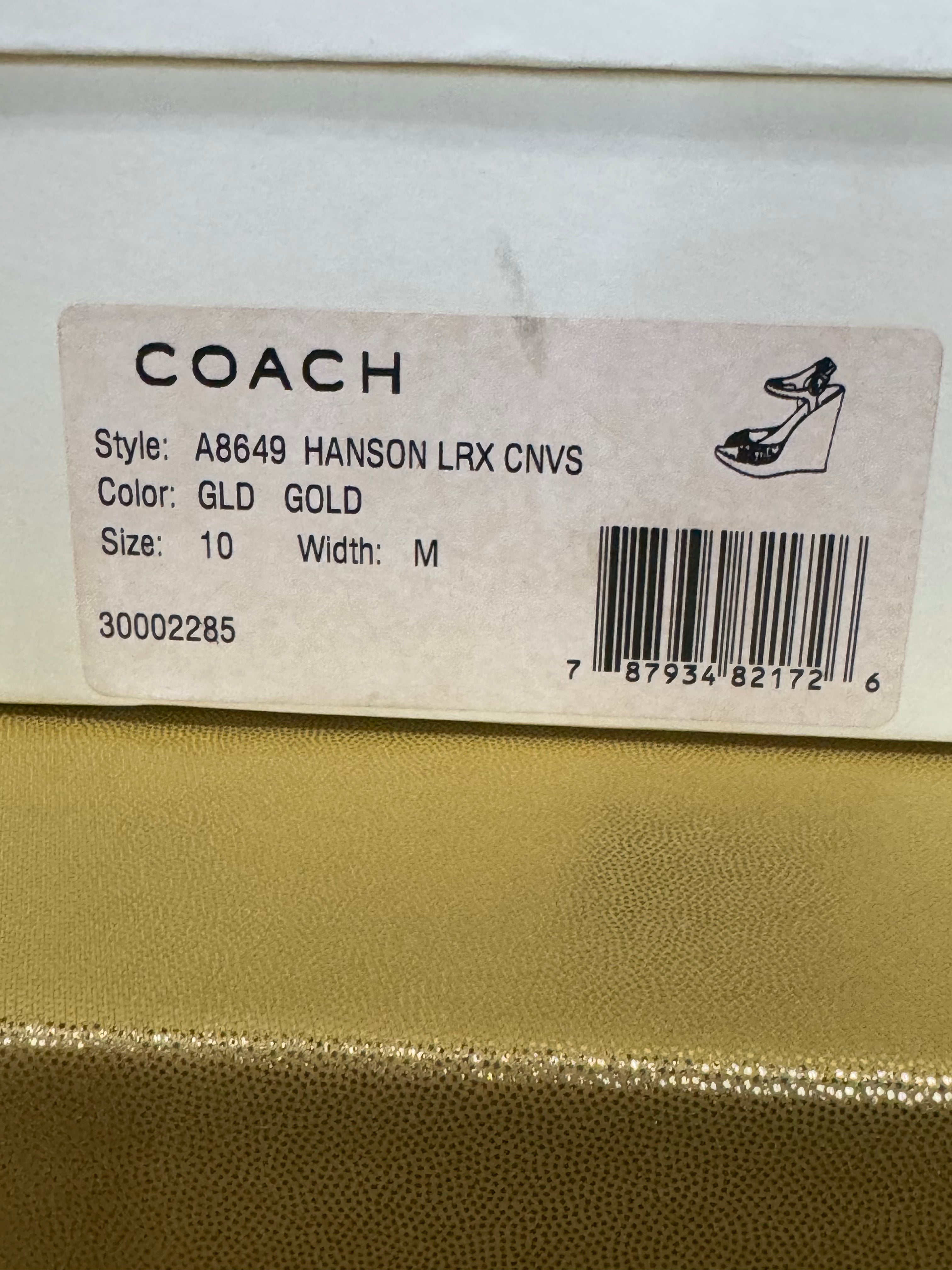 Coach Hanson NIB Jeweled Rhinestone Platform Wedge Sandals Tan Gold Size 10