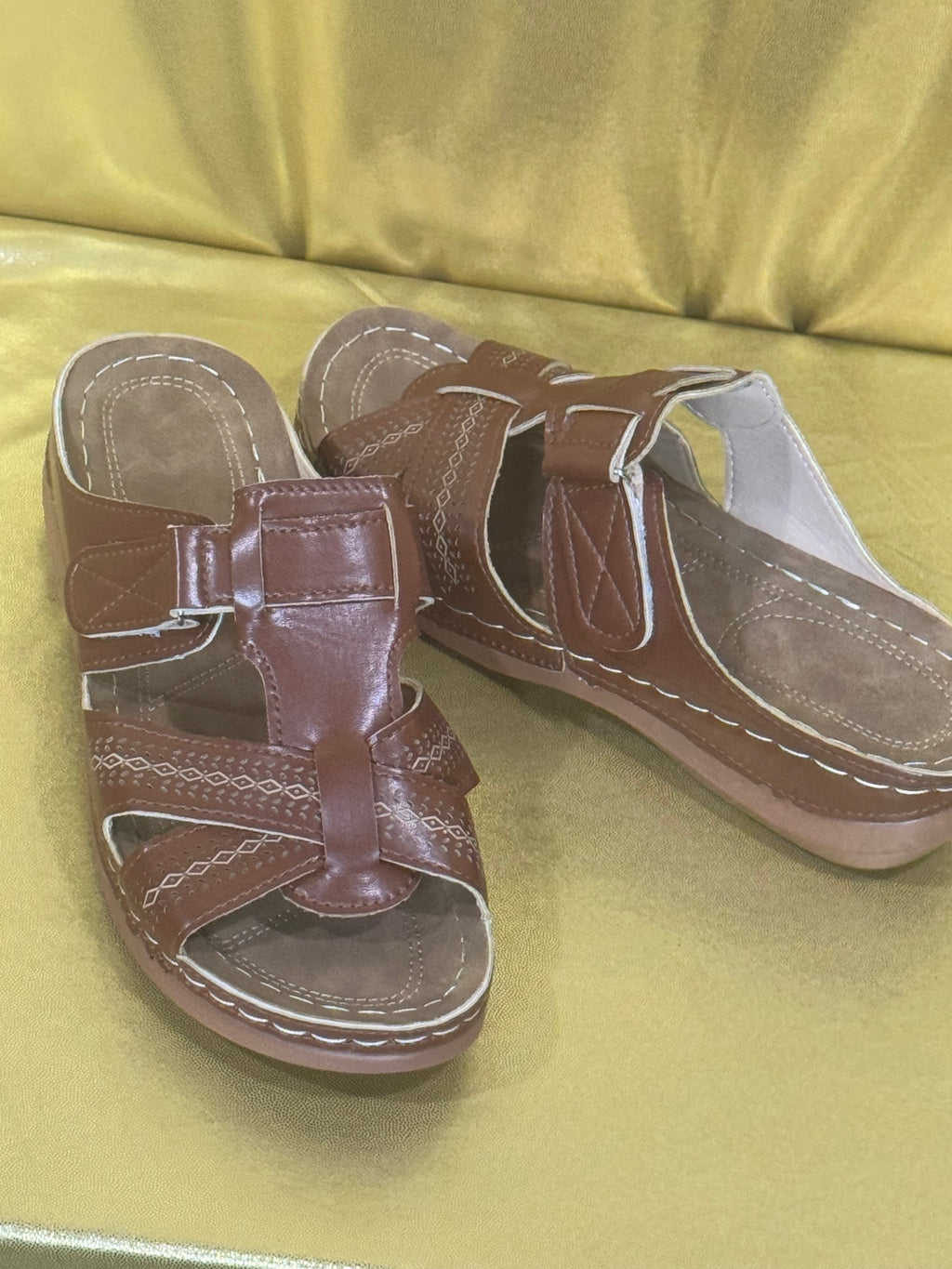 Comfort Slide Sandals Brown Orthopedic Wedge Slip On Mule US 10 EU 41 NWOB