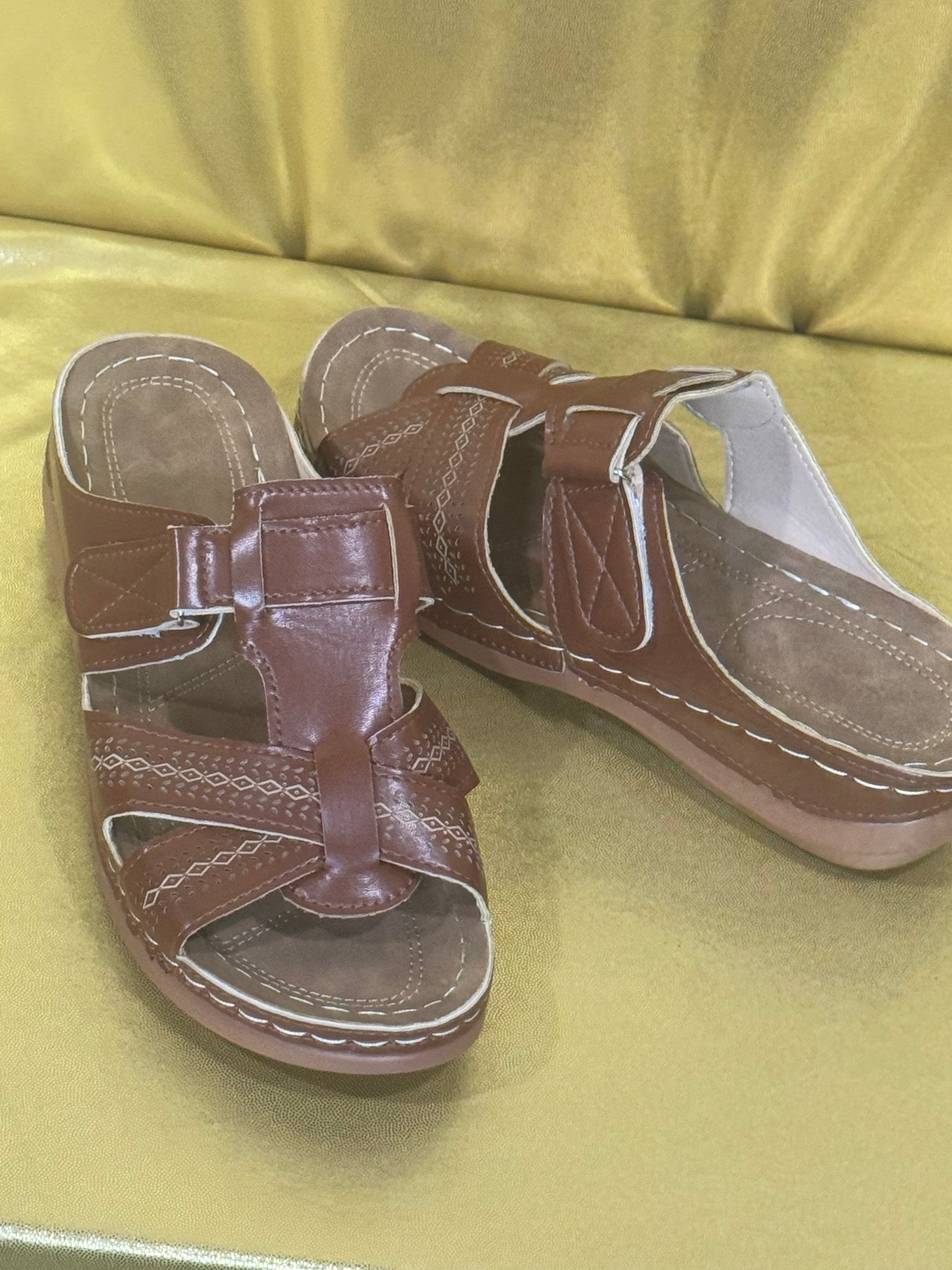 Comfort Slide Sandals Brown Orthopedic Wedge Slip On Mule US 10 EU 41 NWOB