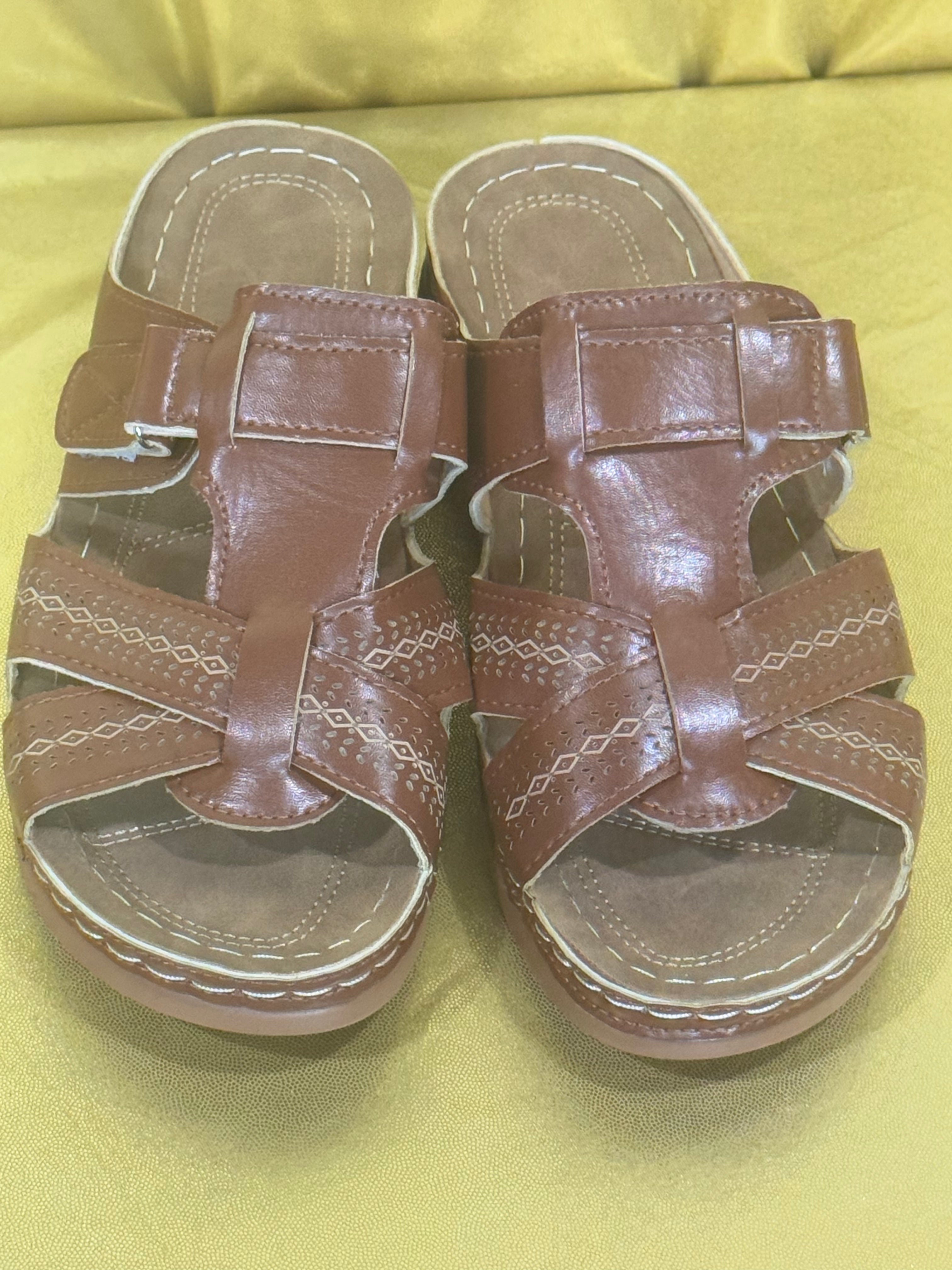 Comfort Slide Sandals Brown Orthopedic Wedge Slip On Mule US 10 EU 41 NWOB