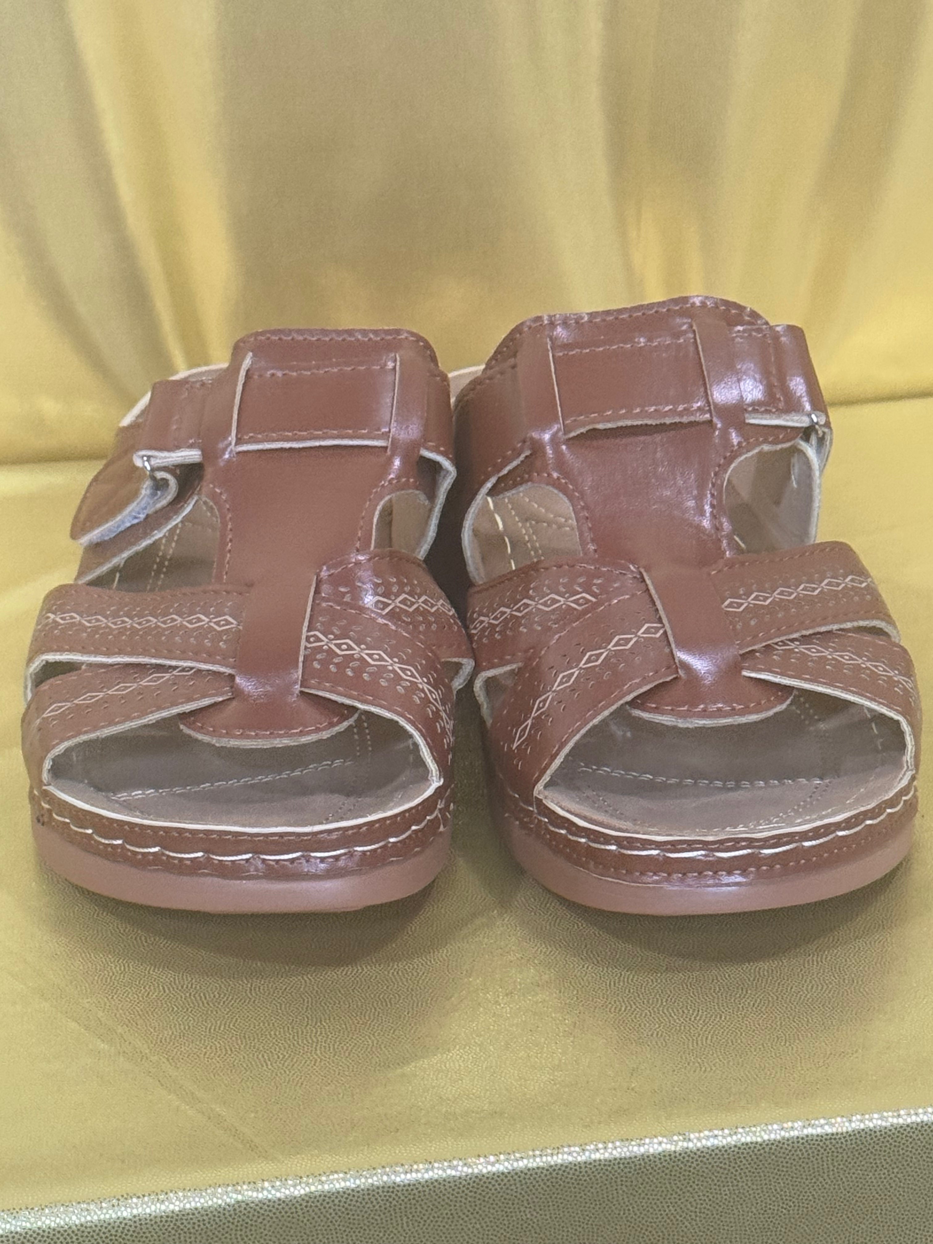Comfort Slide Sandals Brown Orthopedic Wedge Slip On Mule US 10 EU 41 NWOB