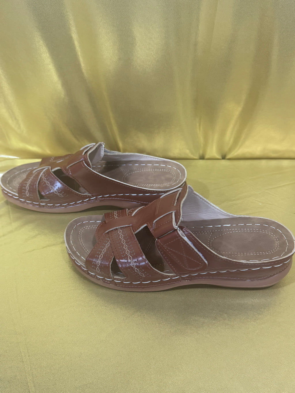 Comfort Slide Sandals Brown Orthopedic Wedge Slip On Mule US 10 EU 41 NWOB