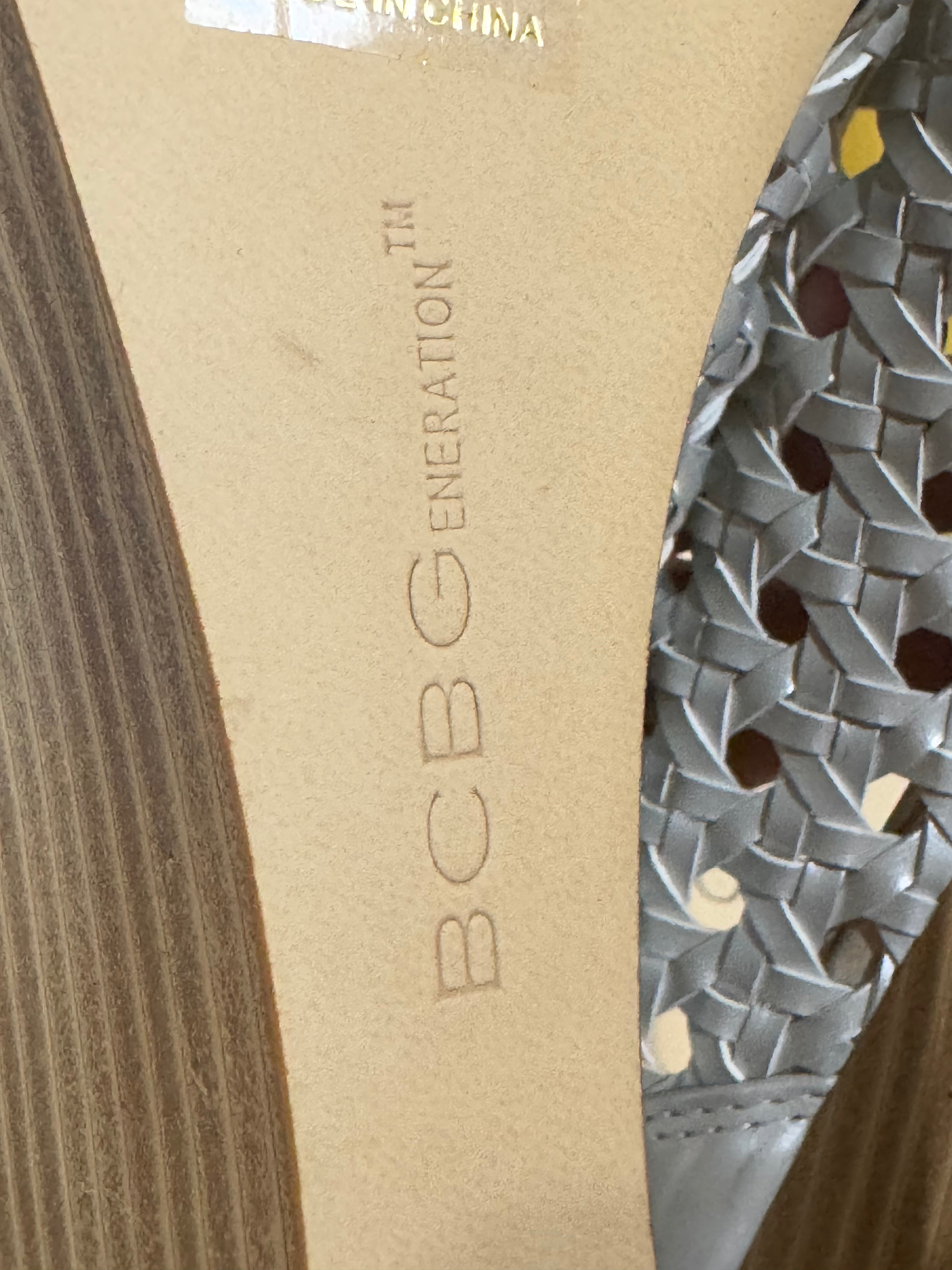 BCBGeneration Silver Woven Peep-Toe Wedge Heels – Size 9.5 (NIB)