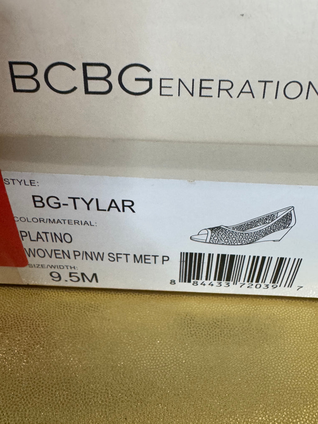 BCBGeneration Silver Woven Peep-Toe Wedge Heels – Size 9.5 (NIB)