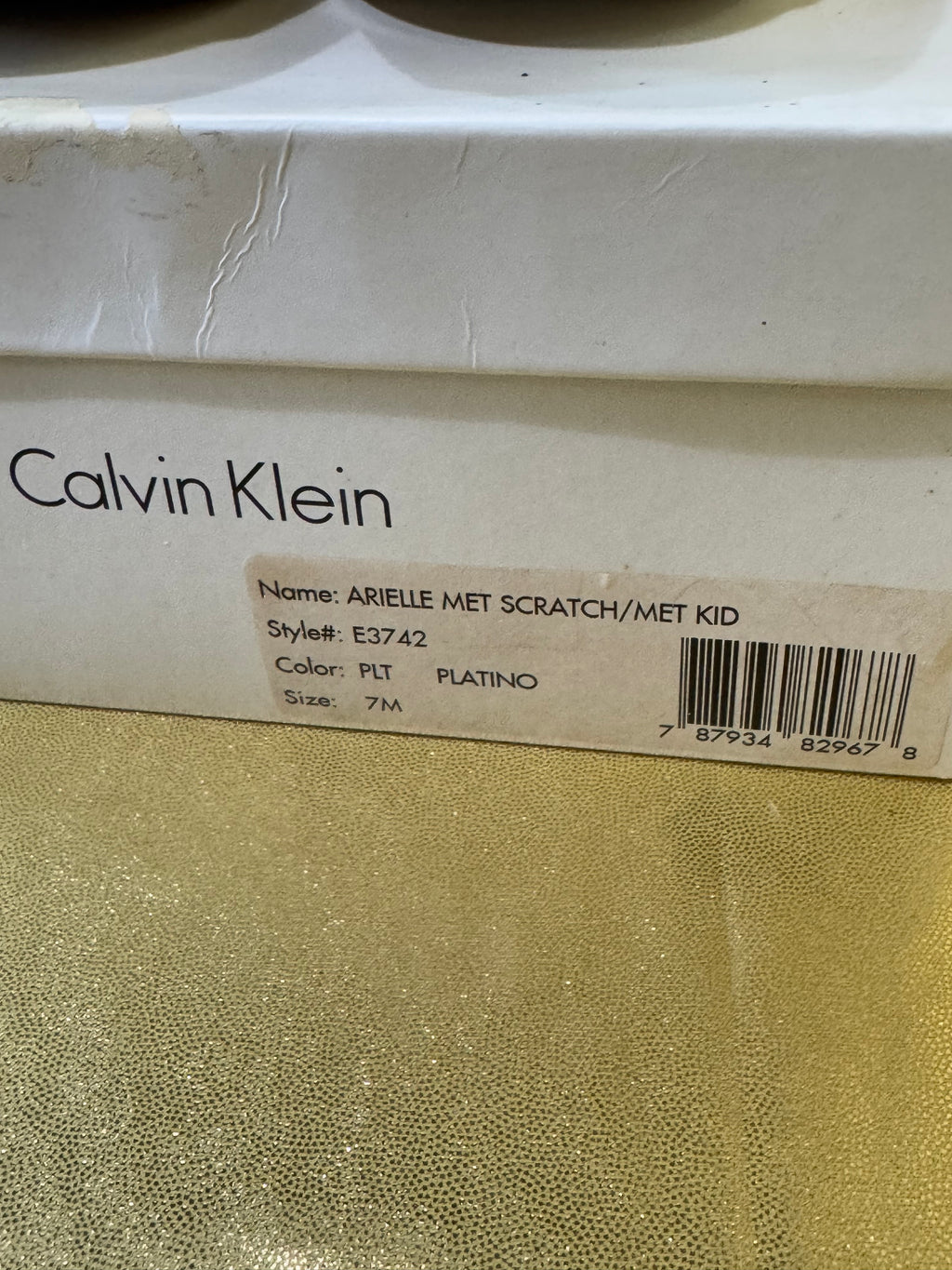 NIB Calvin Klein Arielle Platinum Metallic Platform Peep-Toe Pumps Heels - Sz 7M