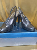✨ NIB Nine West KARA Pewter Leather Slingback Platform Heels - Size 8 ✨