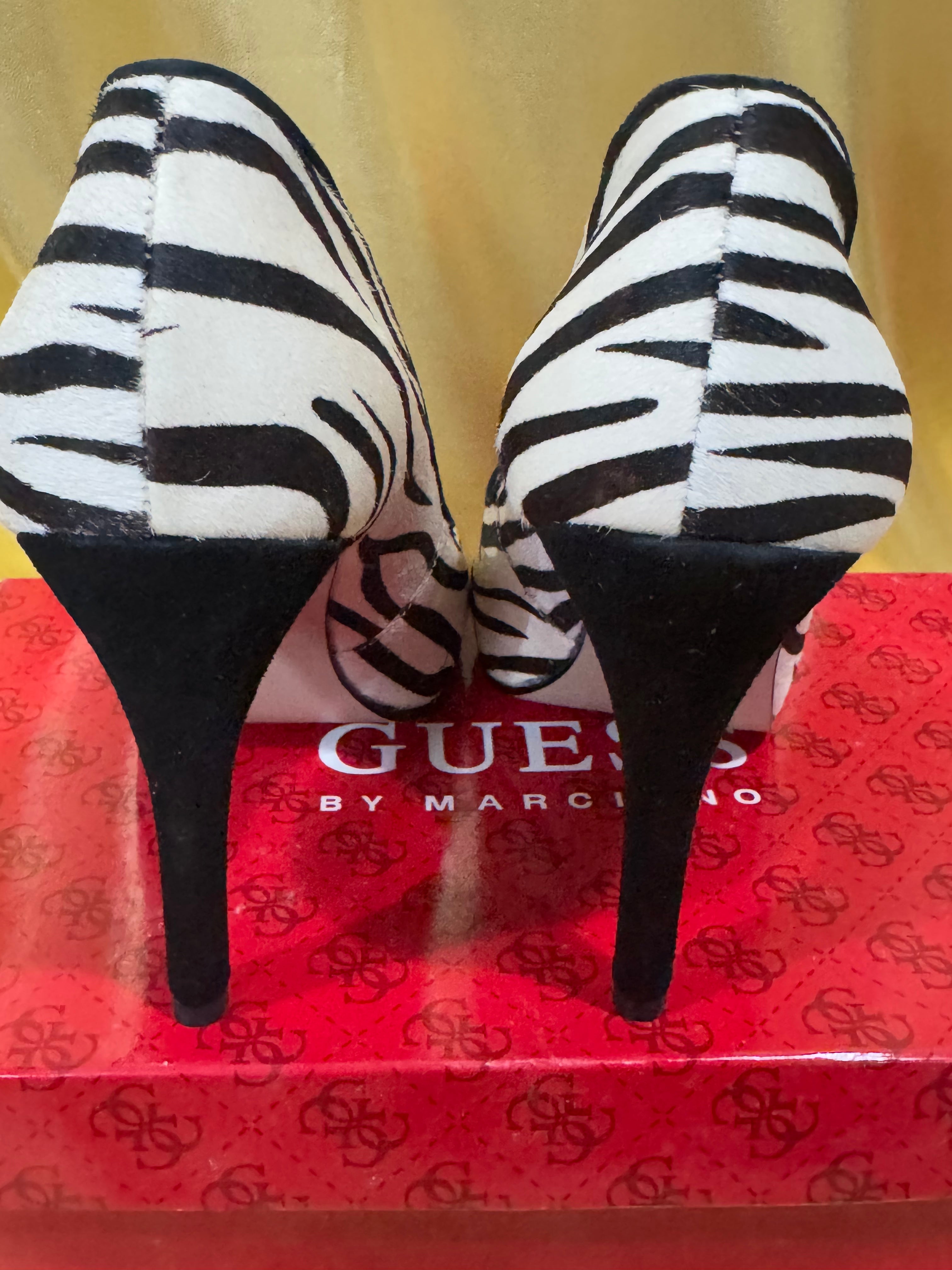 Guess by Marciano Mallory Ann Zebra Peep Toe Pump Size 6.5 NIB