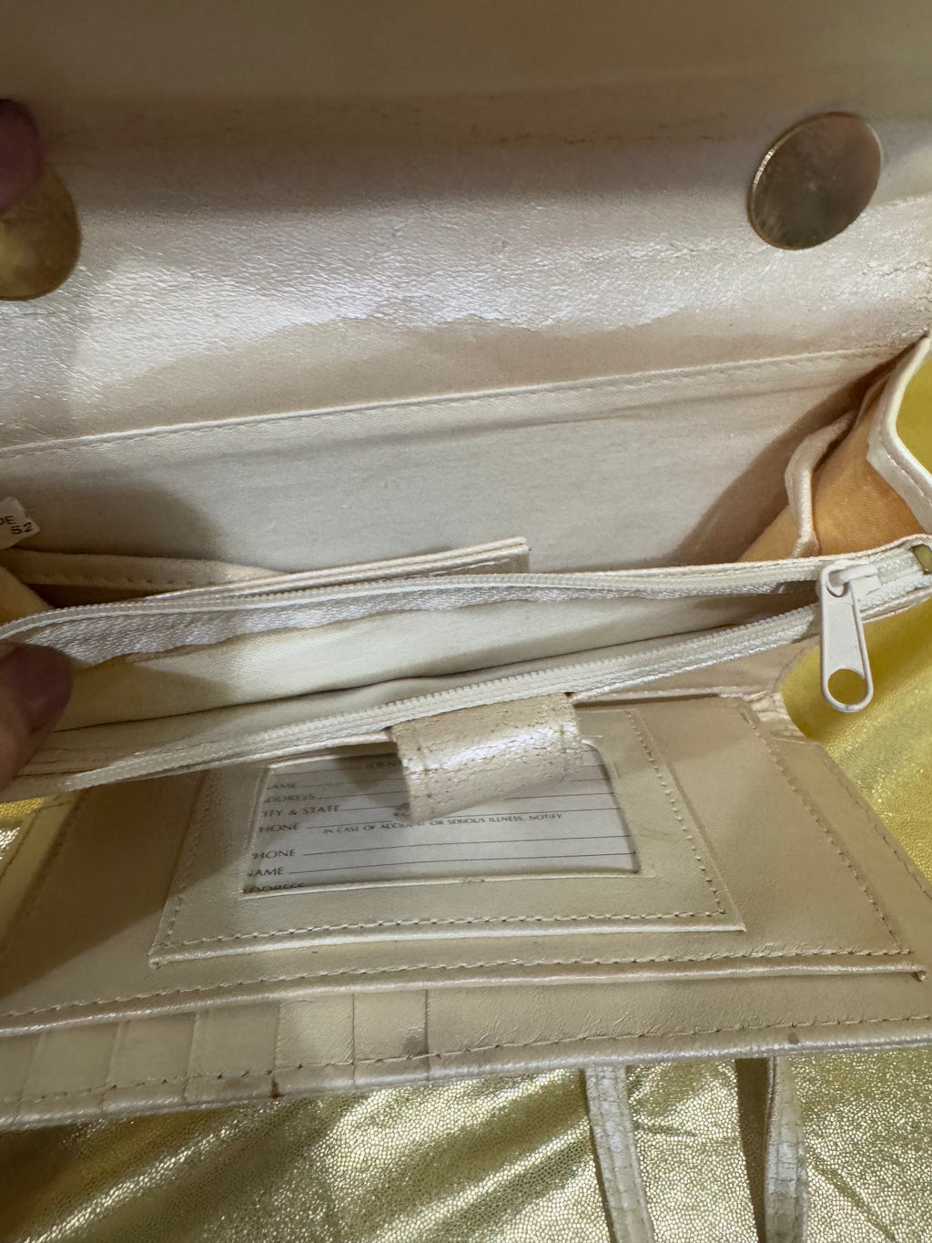 Vintage Cream Leather Flap Crossbody Bag – Turn-Lock Chain Convertible Mini Purse with Built-In Mirror