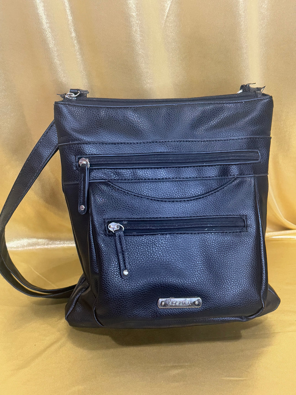 Rosetti Black Multi-Pocket Crossbody Bag | Adjustable Strap