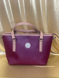 Kim Rogers Burgundy Tote Bag Saffiano Faux Leather Multi Compartment Shoulder Purse 13x8"