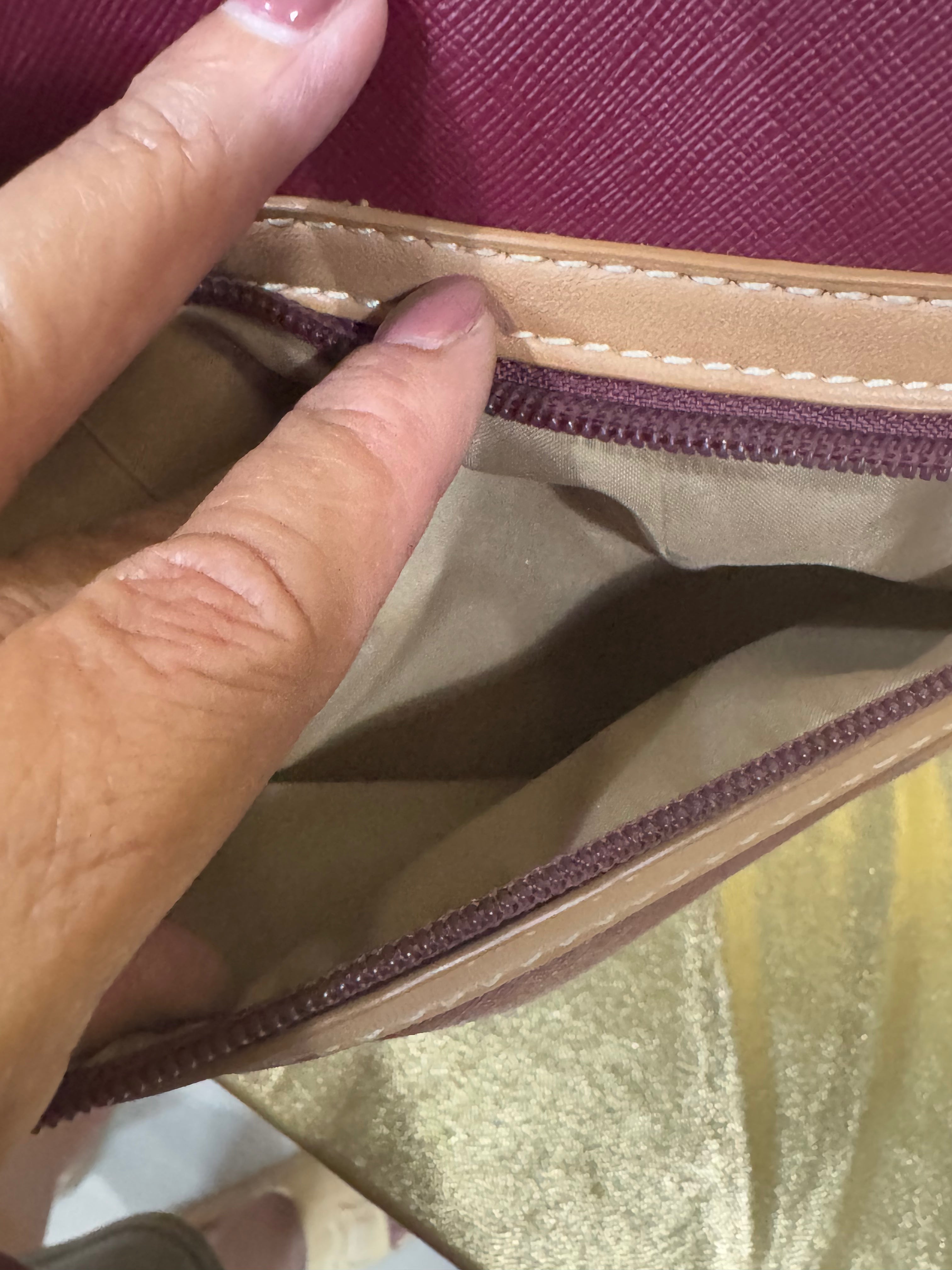 Kim Rogers Burgundy Tote Bag Saffiano Faux Leather Multi Compartment Shoulder Purse 13x8"
