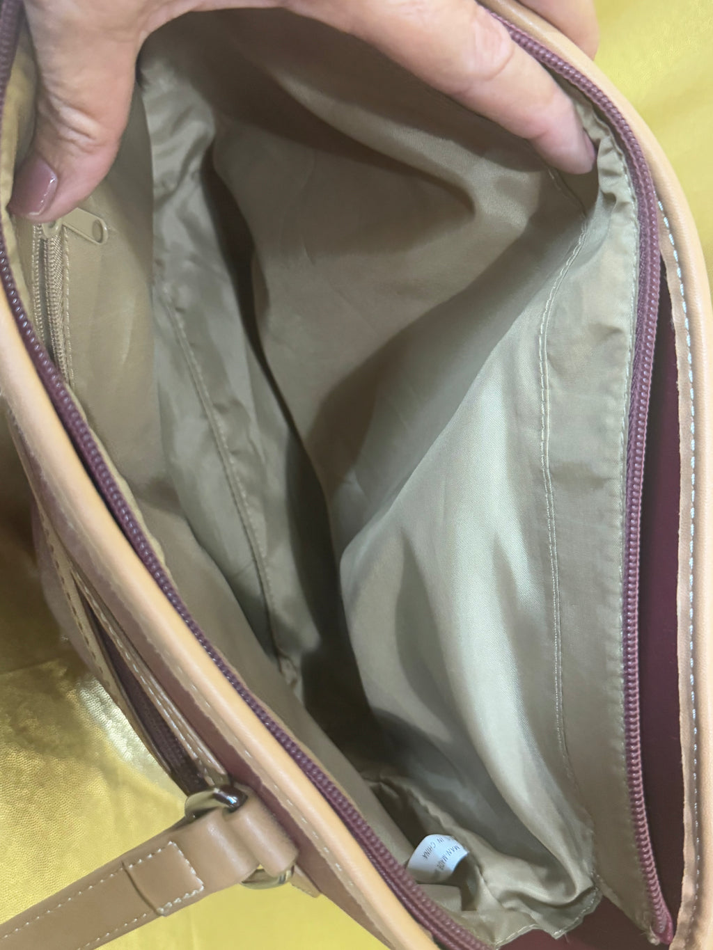 Kim Rogers Burgundy Tote Bag Saffiano Faux Leather Multi Compartment Shoulder Purse 13x8"