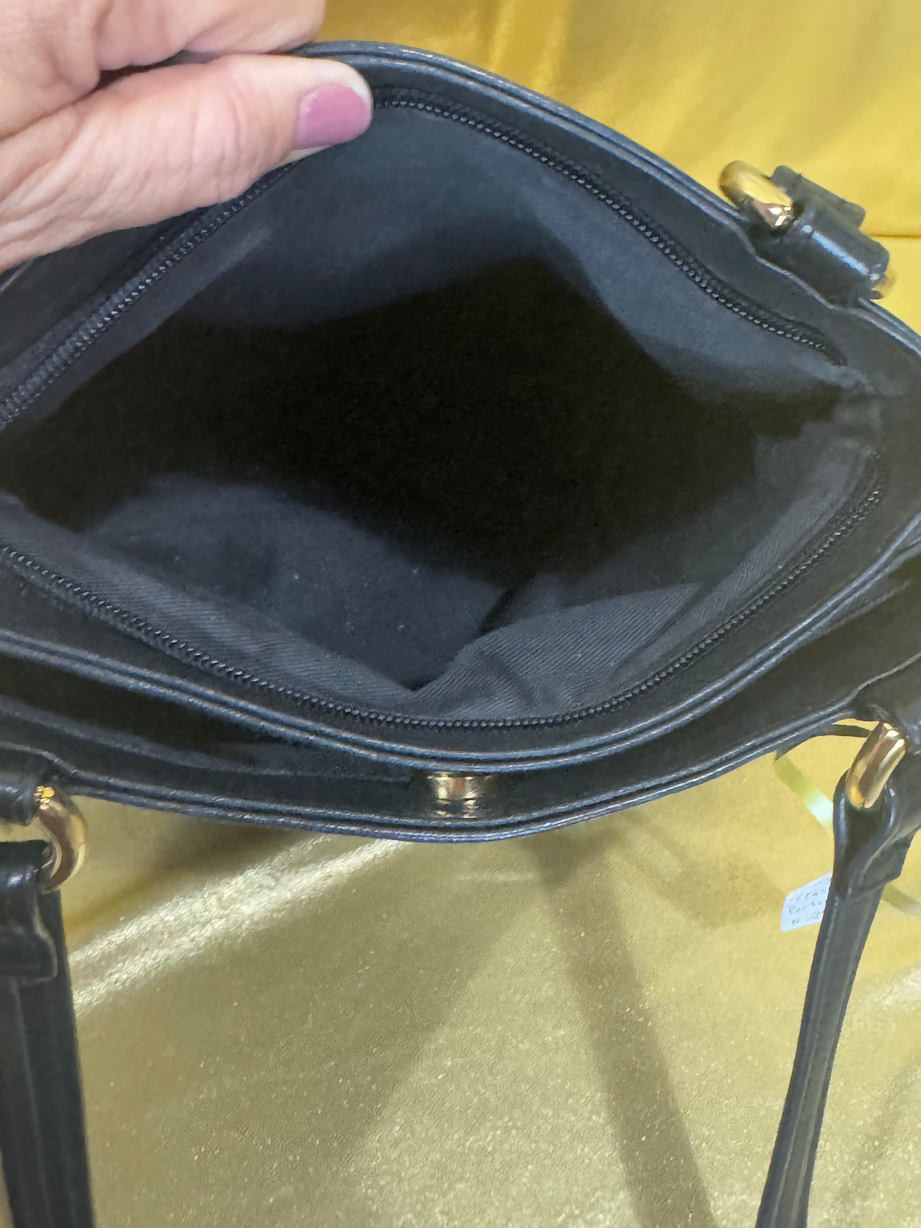 Vintage Tignanello Black Leather Shoulder Bag with Tassel Accent