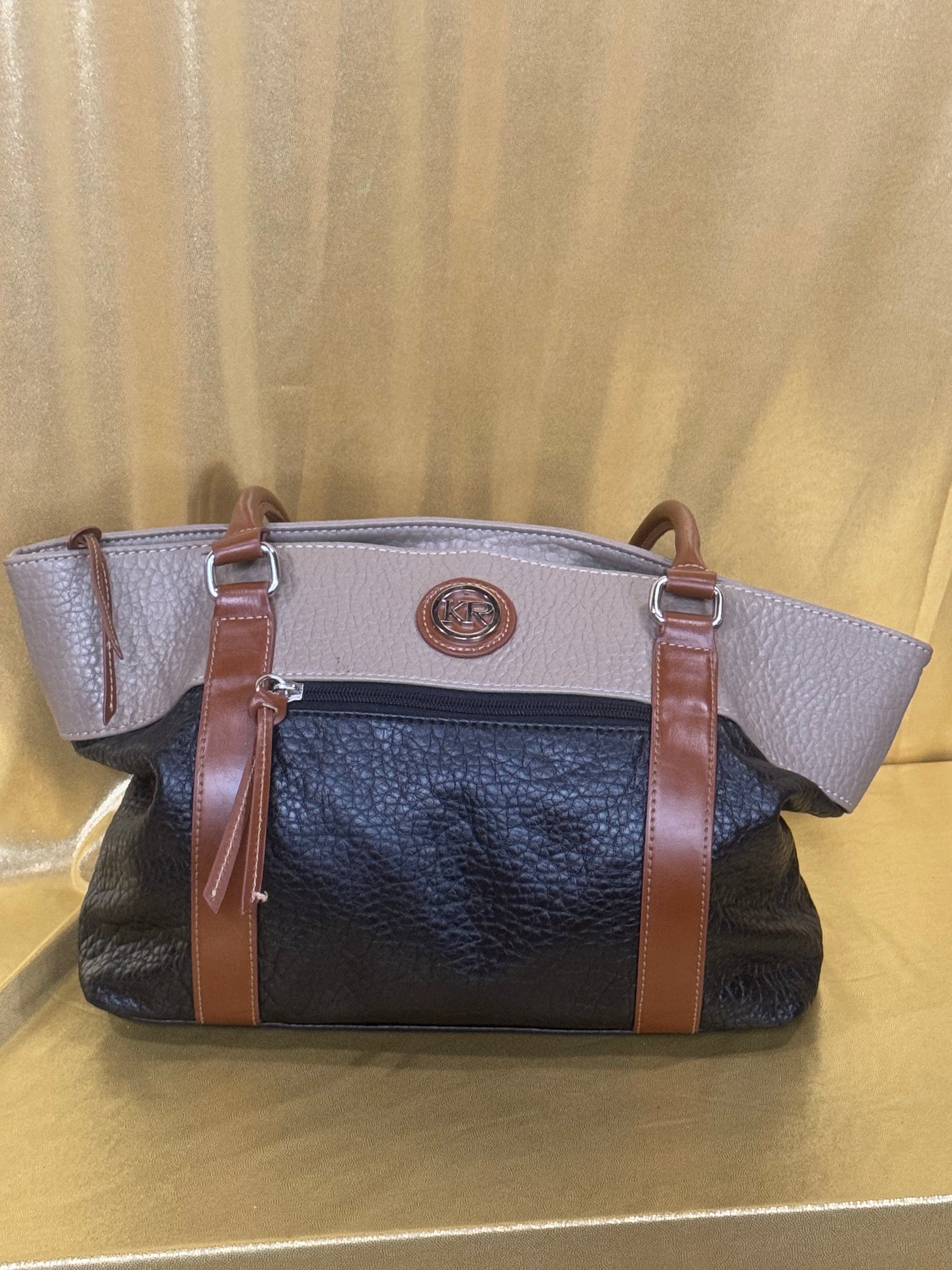 Kim Rogers Colorblock Pebbled Faux Leather Multi-Pocket Tote Bag