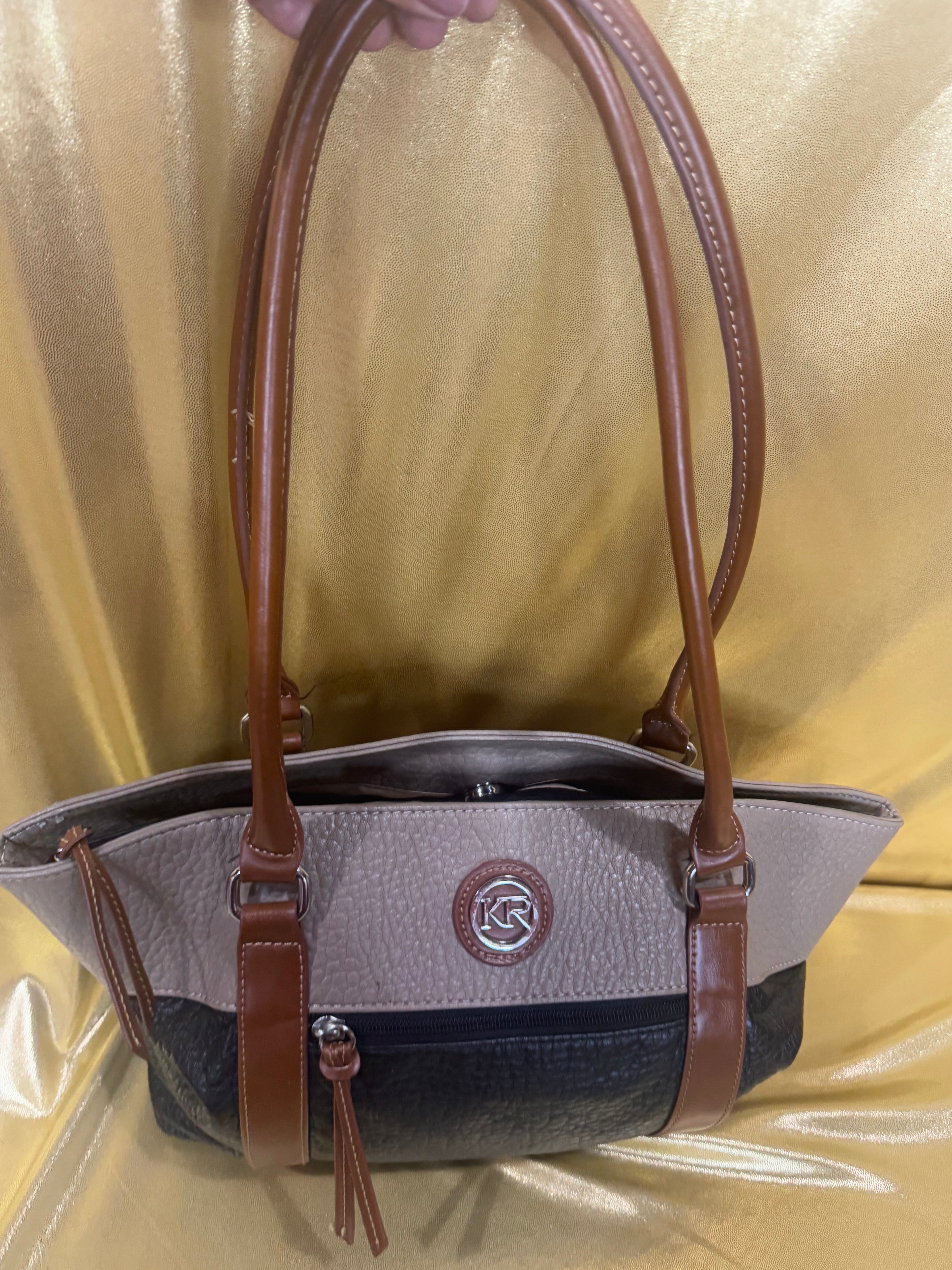 Kim Rogers Colorblock Pebbled Faux Leather Multi-Pocket Tote Bag