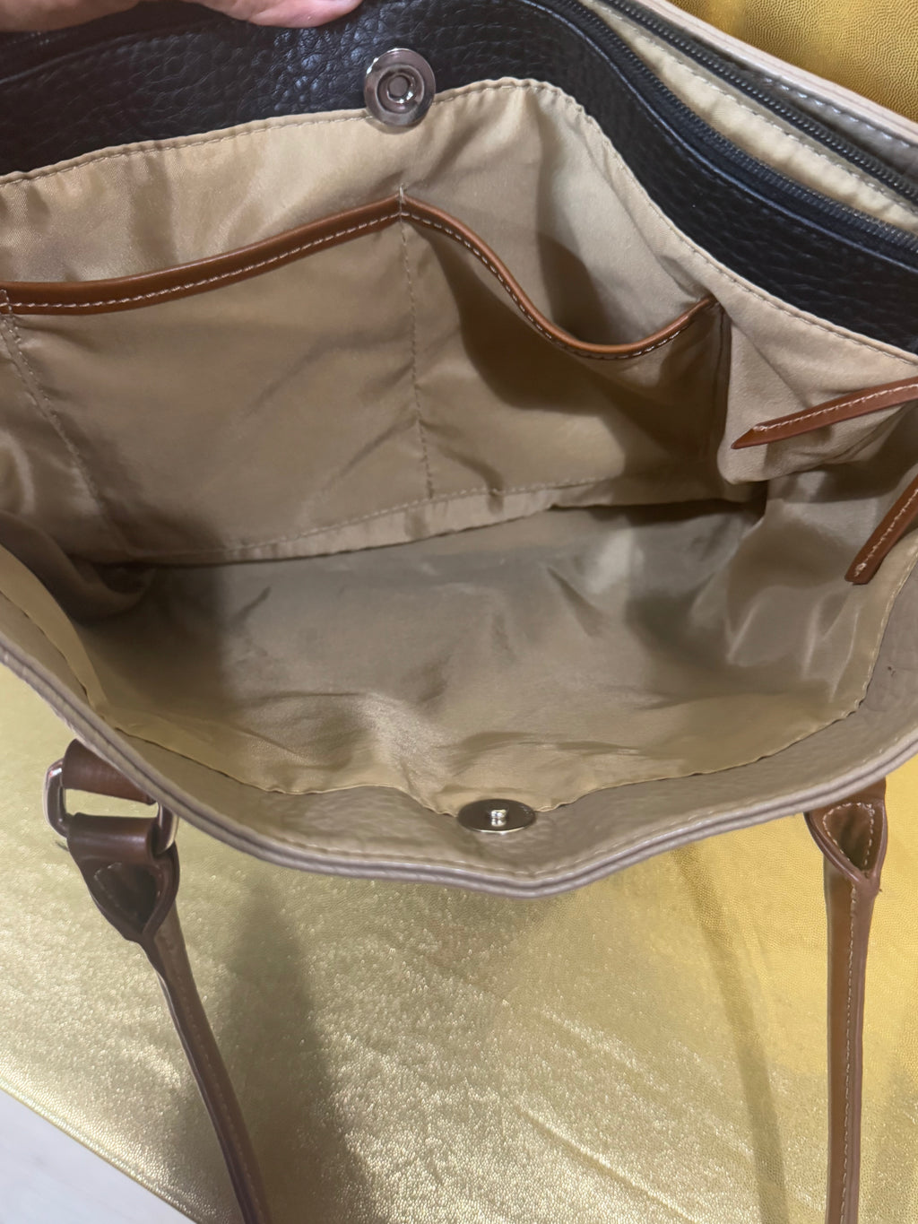 Kim Rogers Colorblock Pebbled Faux Leather Multi-Pocket Tote Bag