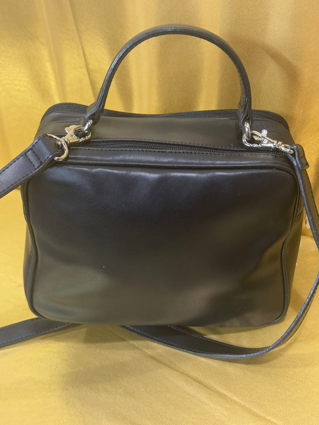 Vintage 90s Y2K Esprit Black Mini Bowler Bag | Multi-Compartment Crossbody Satchel