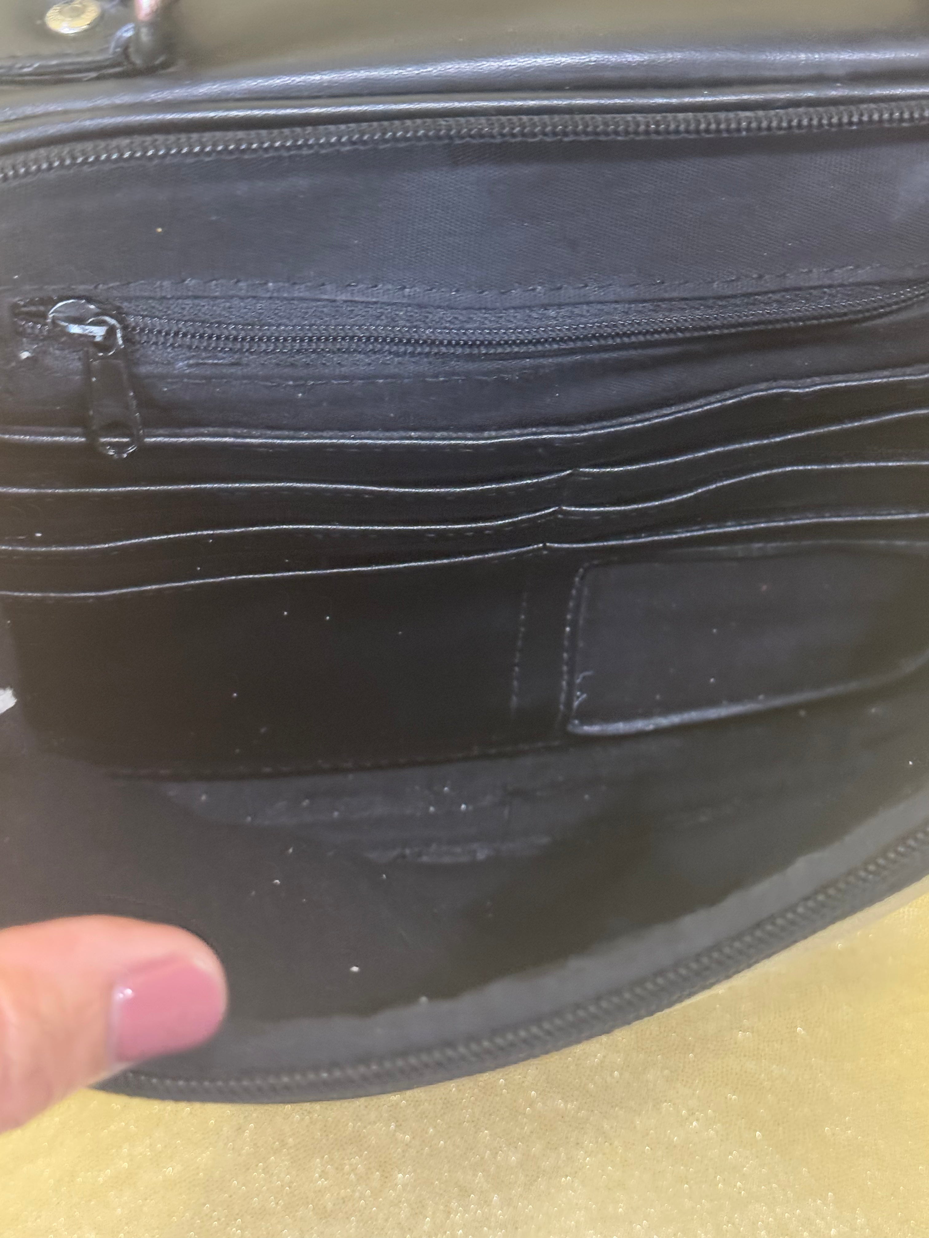 Vintage 90s Y2K Esprit Black Mini Bowler Bag | Multi-Compartment Crossbody Satchel