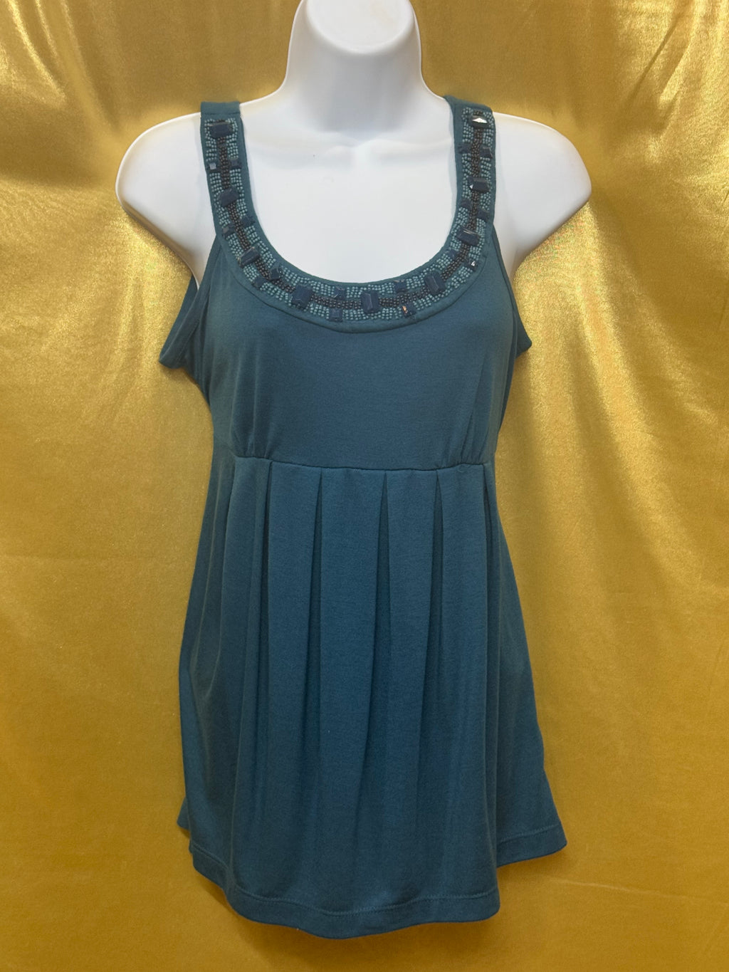 A.N.A. Teal Beaded Babydoll Tank Top - Size M