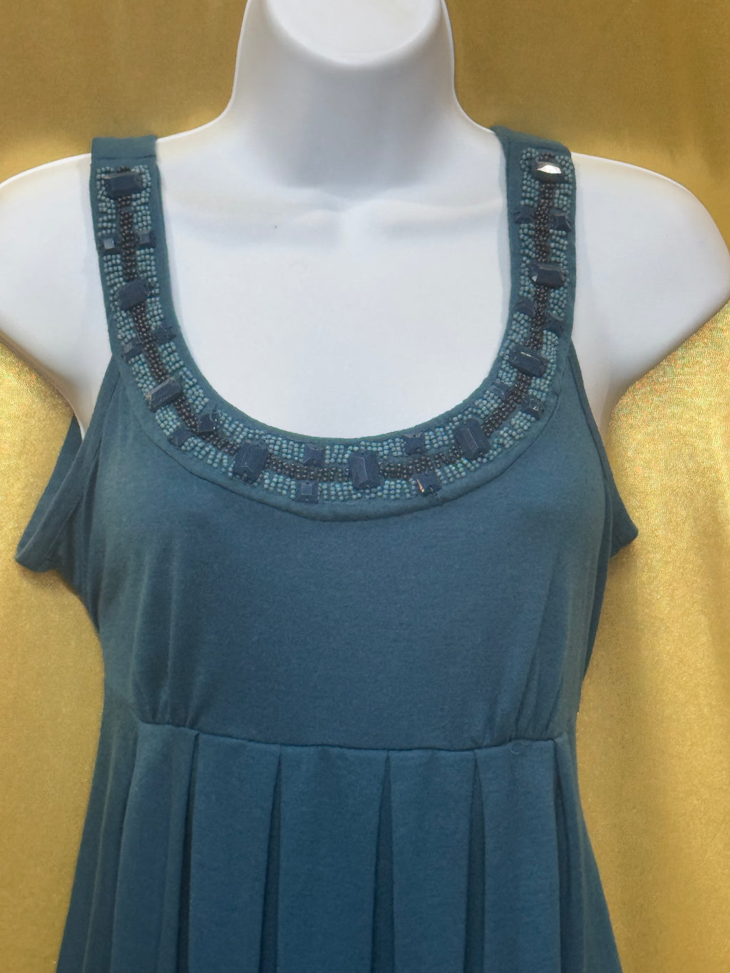 A.N.A. Teal Beaded Babydoll Tank Top - Size M