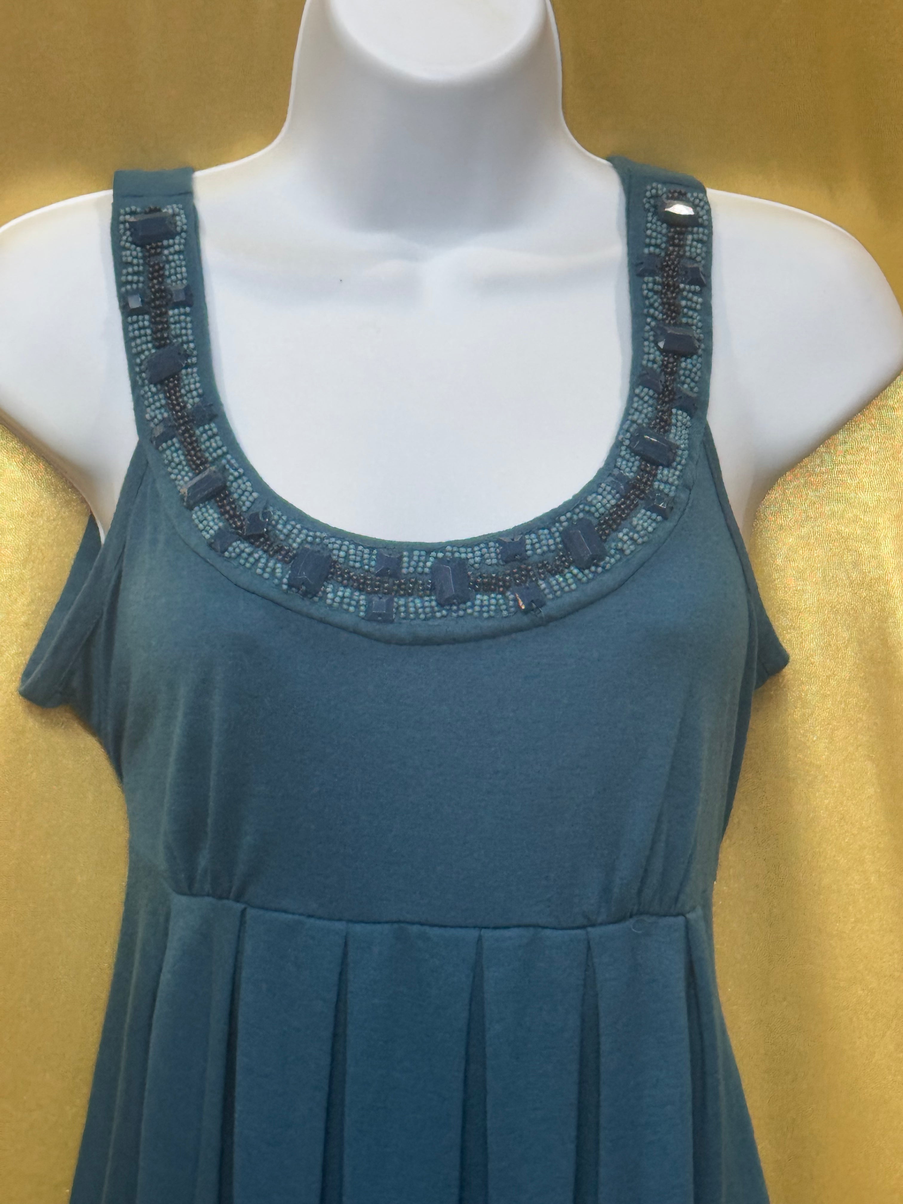 A.N.A. Teal Beaded Babydoll Tank Top - Size M