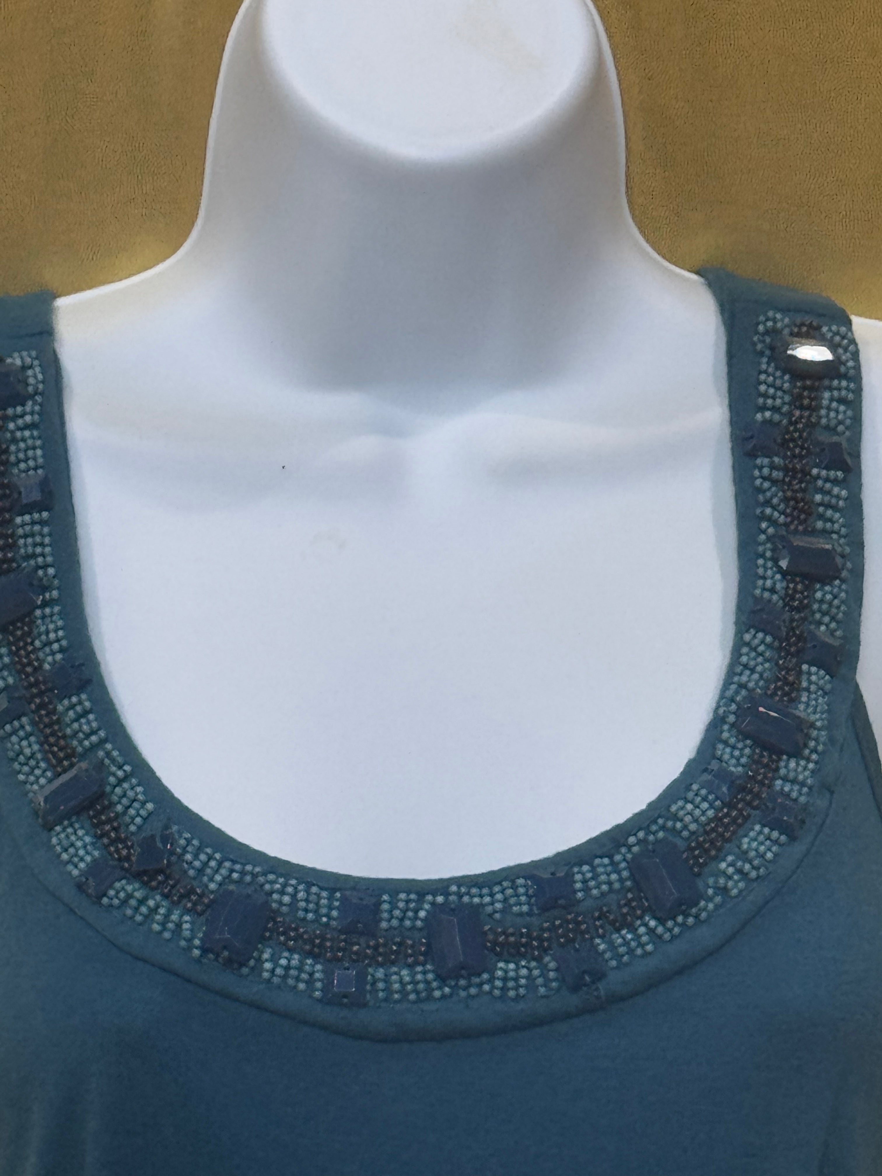 A.N.A. Teal Beaded Babydoll Tank Top - Size M