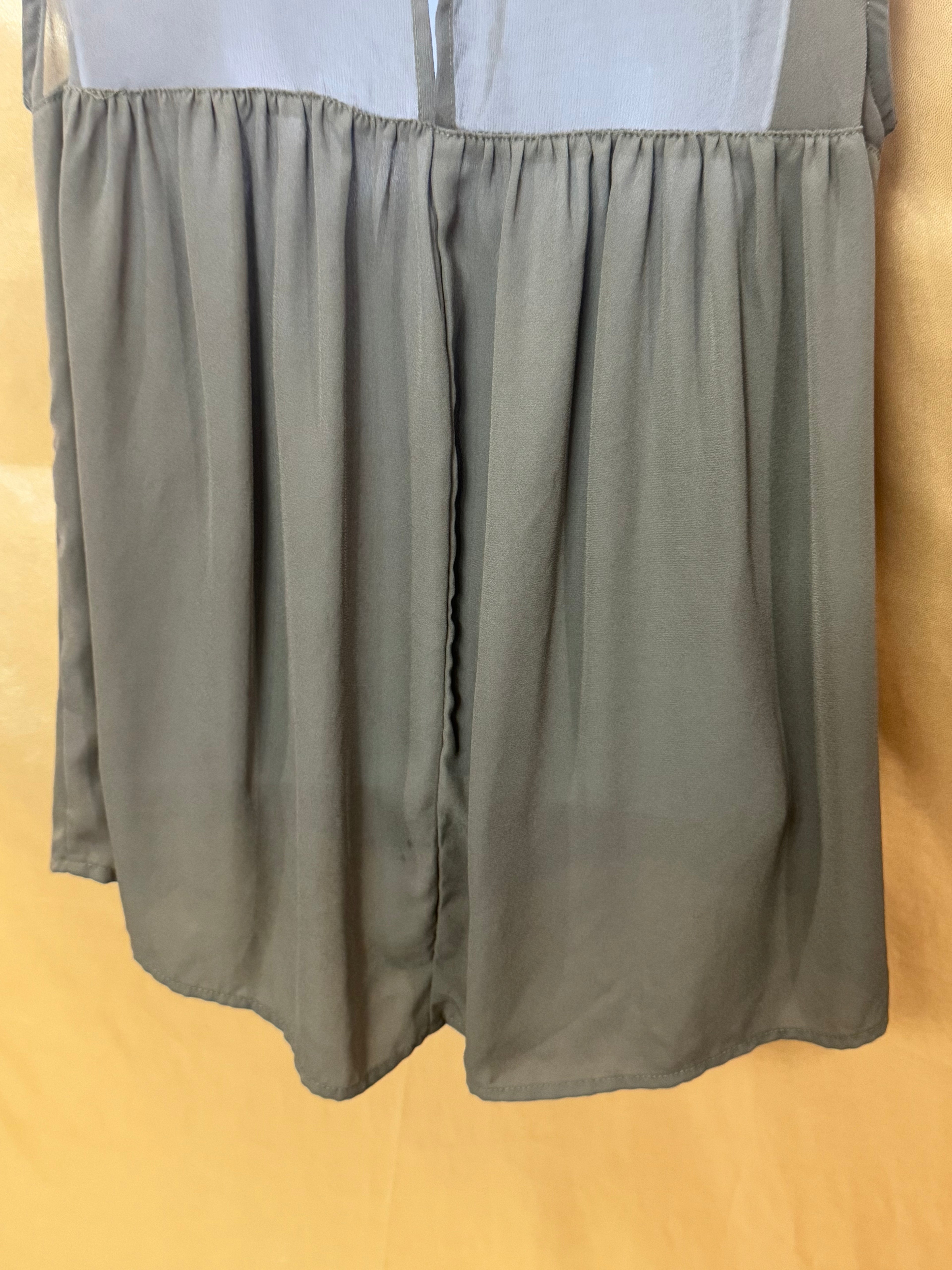 FAB’RIK Olive Green Sheer Mesh Yoke Sleeveless Blouse - Small