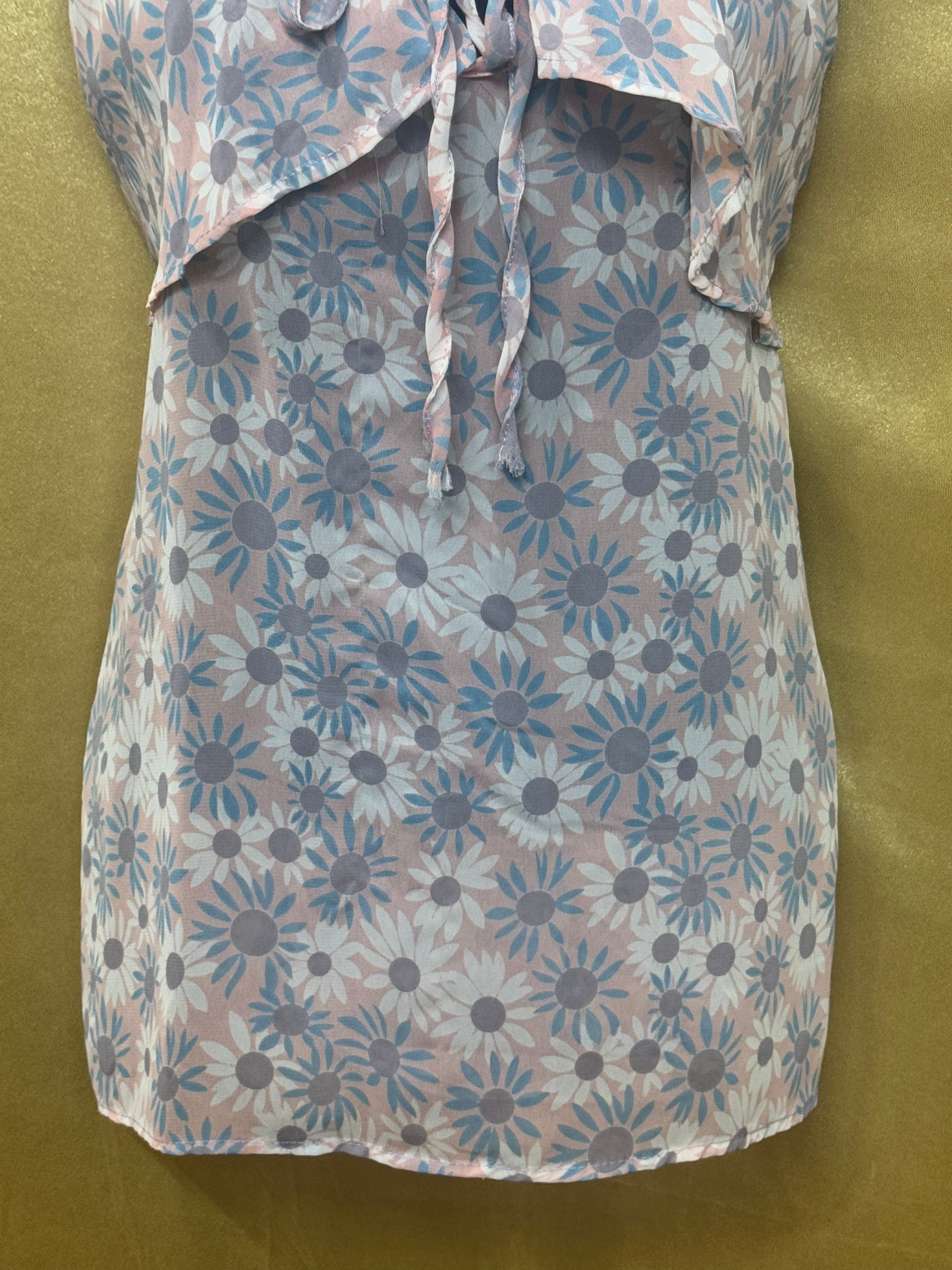 Wish Floral Halter Neck Tiered Tank Top Medium
