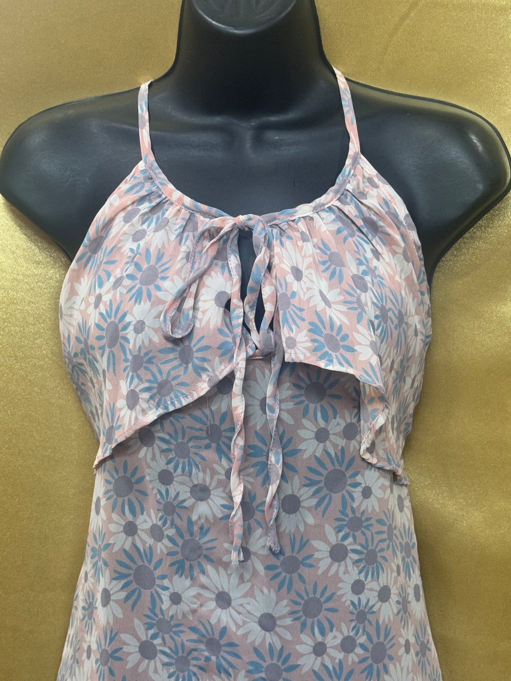 Wish Floral Halter Neck Tiered Tank Top Medium