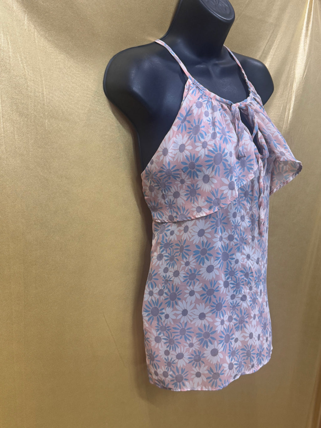 Wish Floral Halter Neck Tiered Tank Top Medium
