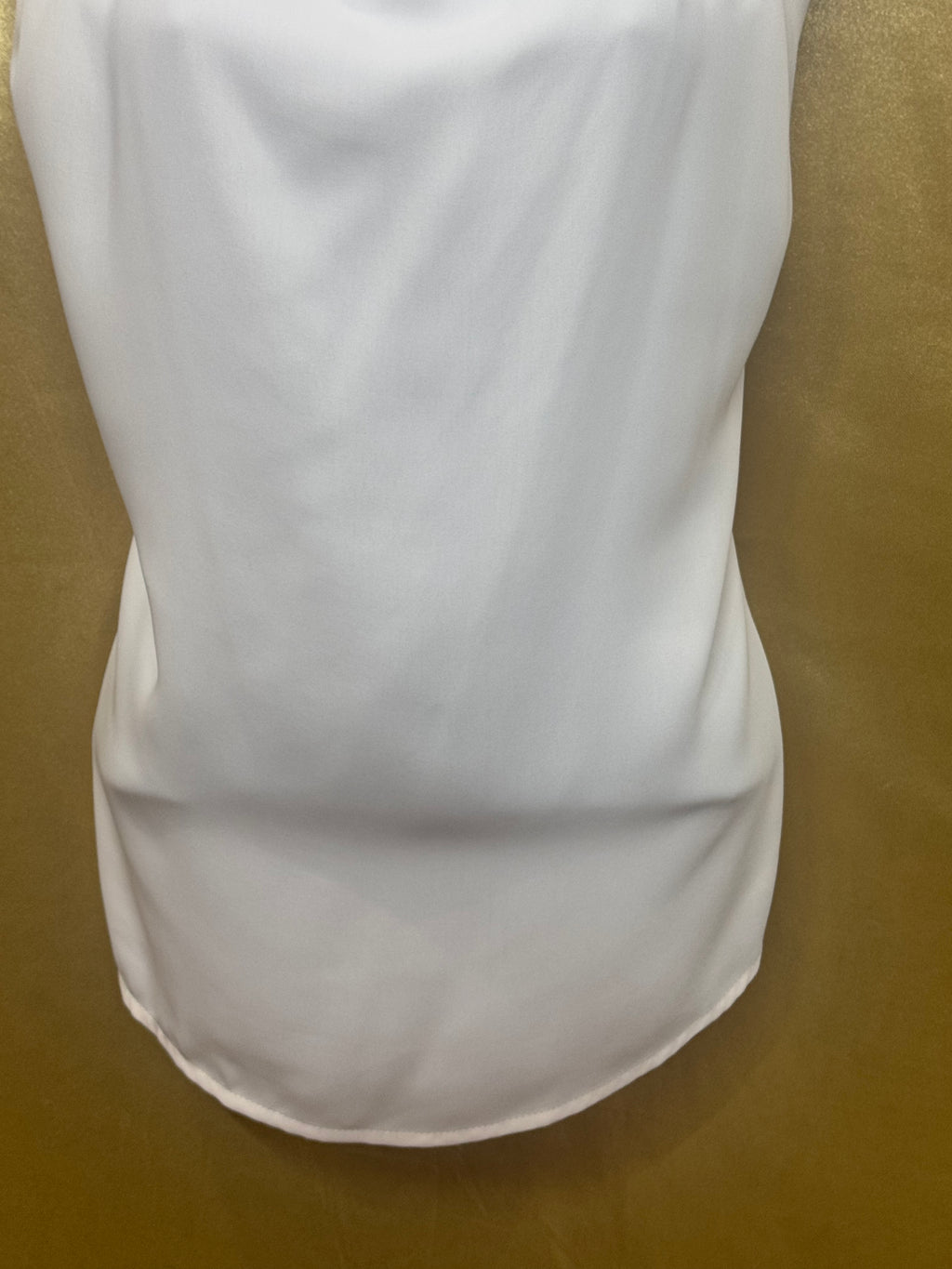 TCEC Cream Cowl Mock-Neck Sleeveless Blouse Pleated Shoulder Lined M NWT