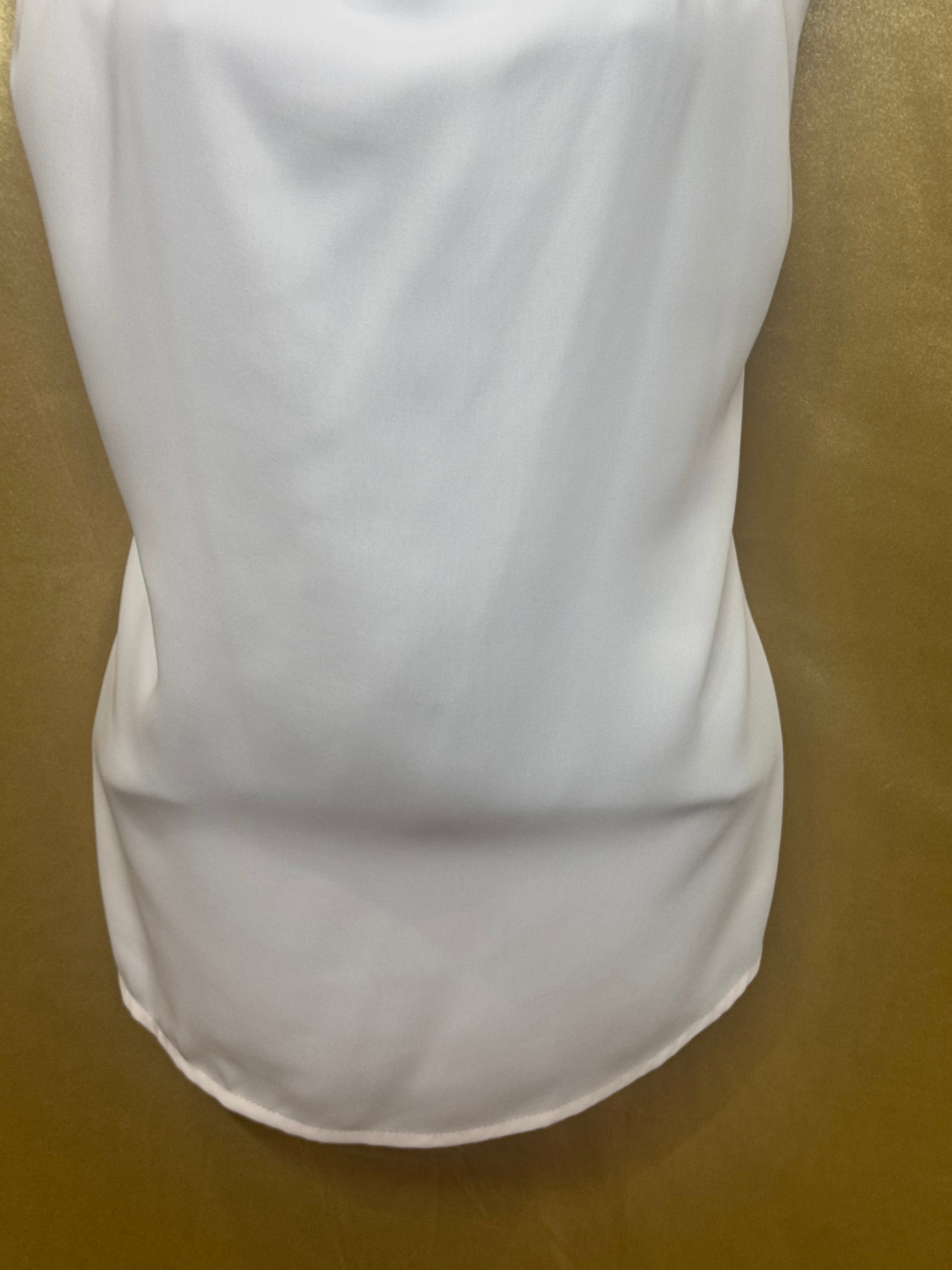 TCEC Cream Cowl Mock-Neck Sleeveless Blouse Pleated Shoulder Lined M NWT