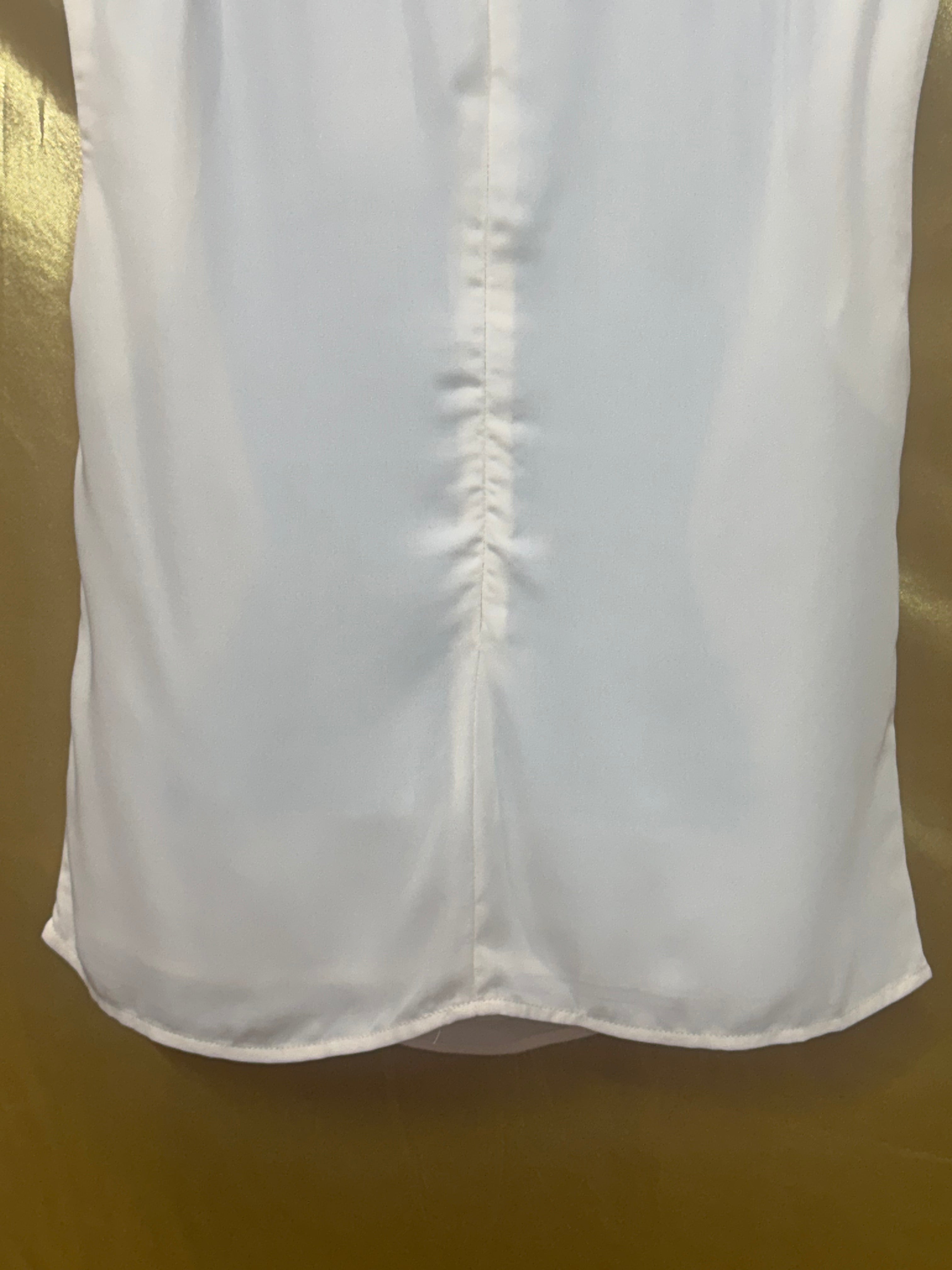 TCEC Cream Cowl Mock-Neck Sleeveless Blouse Pleated Shoulder Lined M NWT