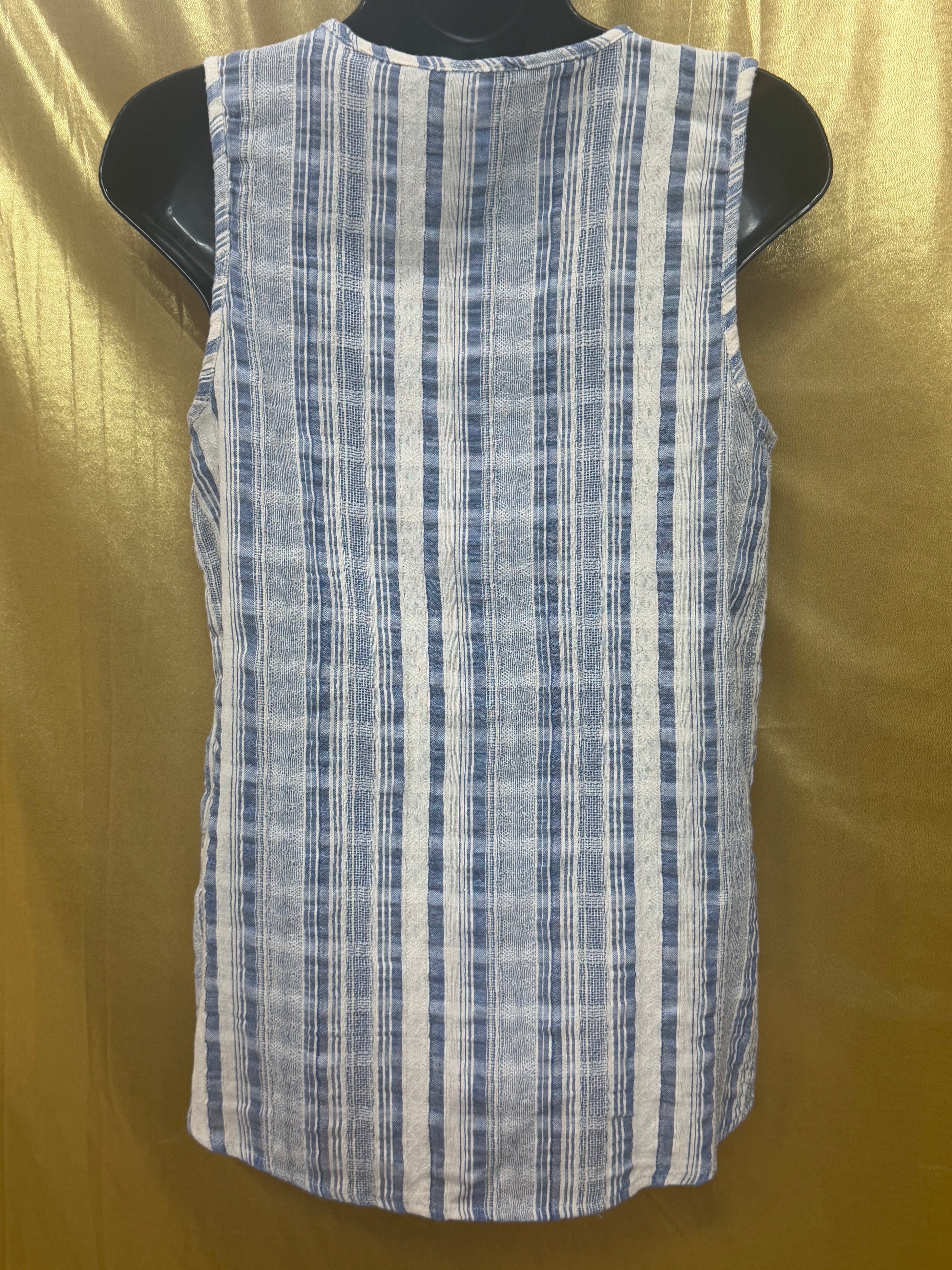 L Love Boutique Striped Tunic M Boho Embroidered Pom Pom Tank