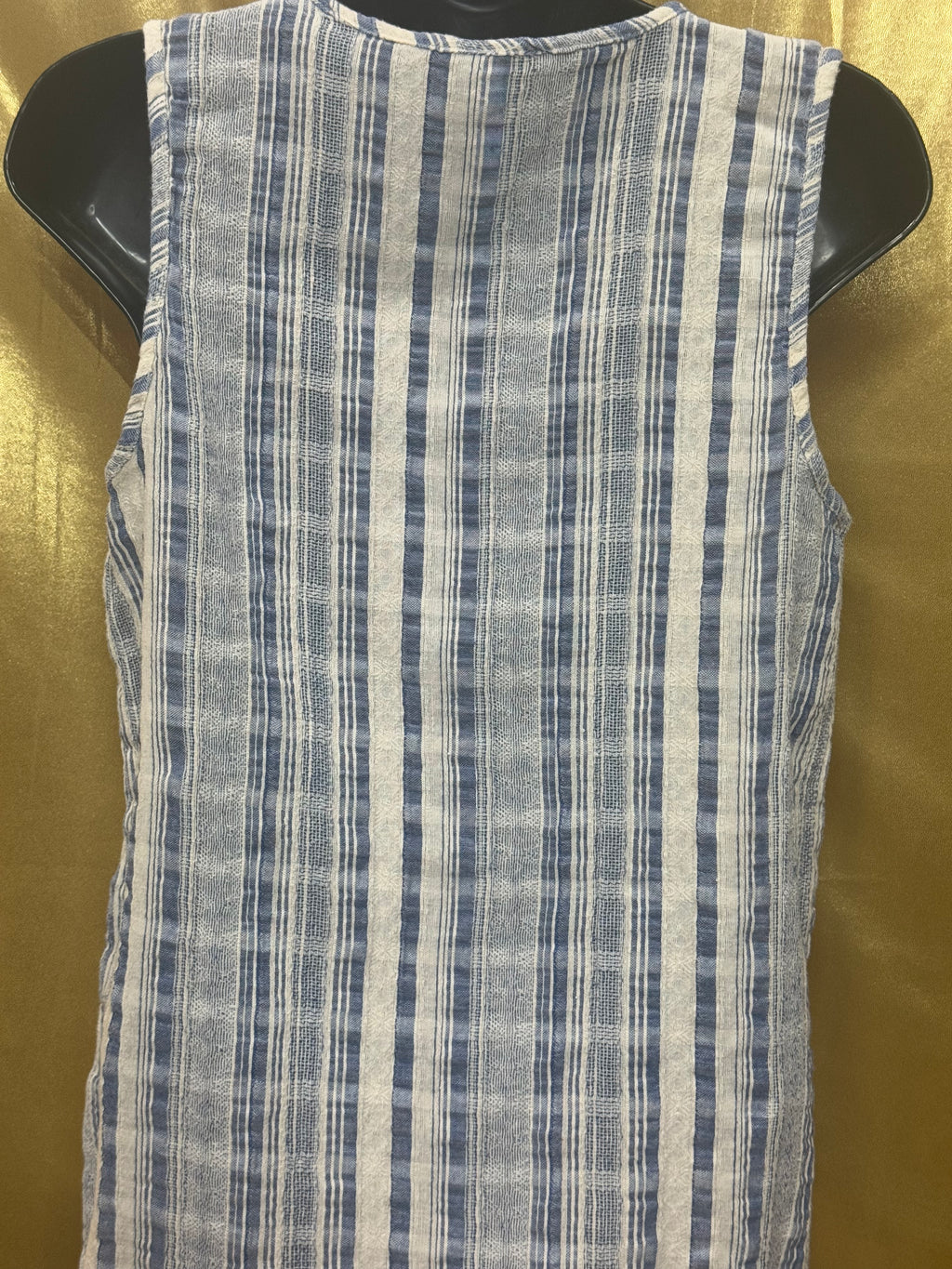 L Love Boutique Striped Tunic M Boho Embroidered Pom Pom Tank