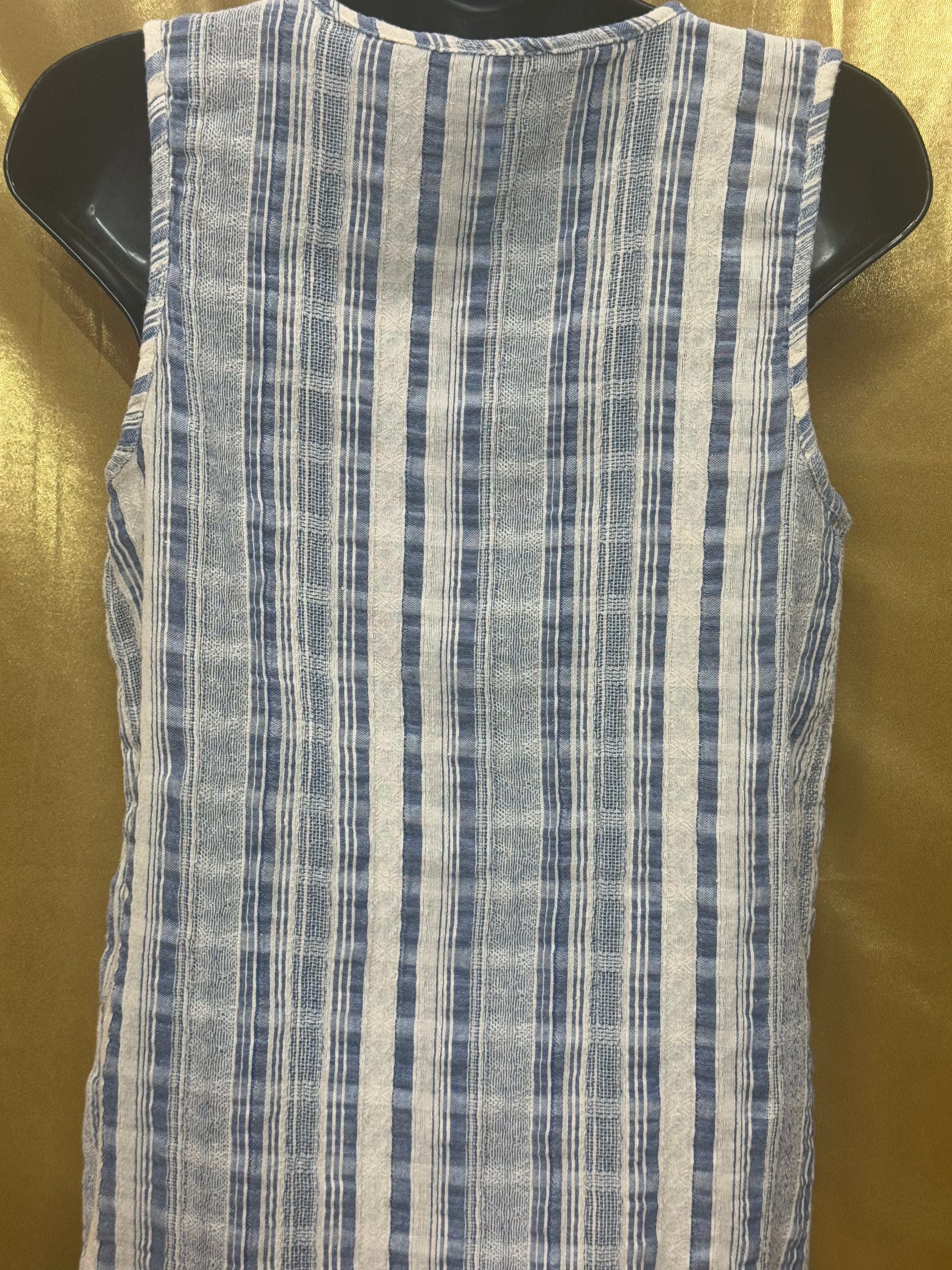 L Love Boutique Striped Tunic M Boho Embroidered Pom Pom Tank