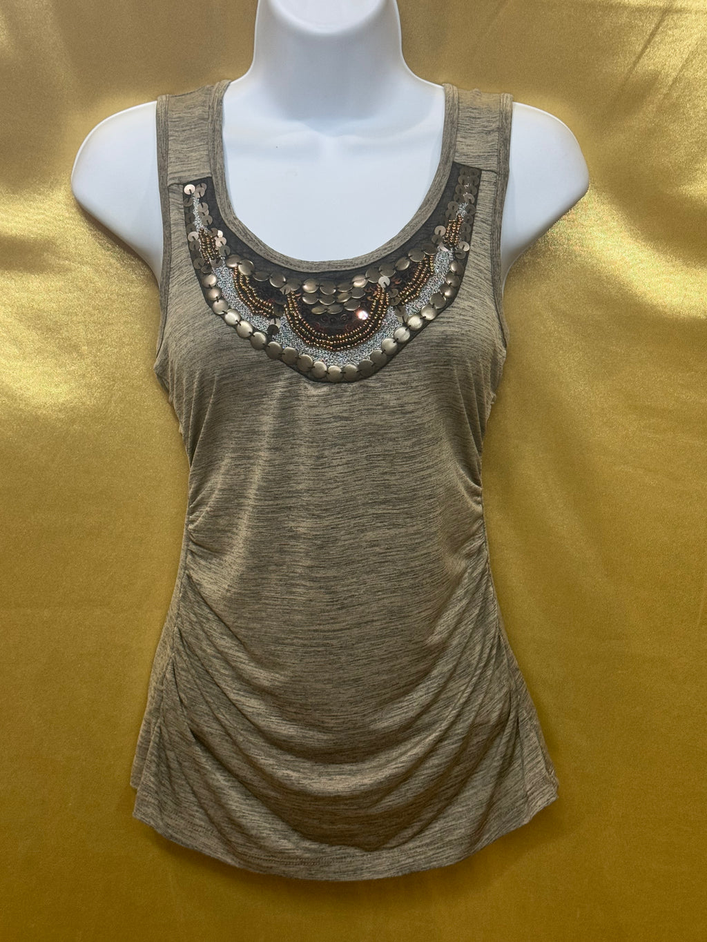 Vintage A. Byer Boho Embellished Neckline Sleeveless Top Medium