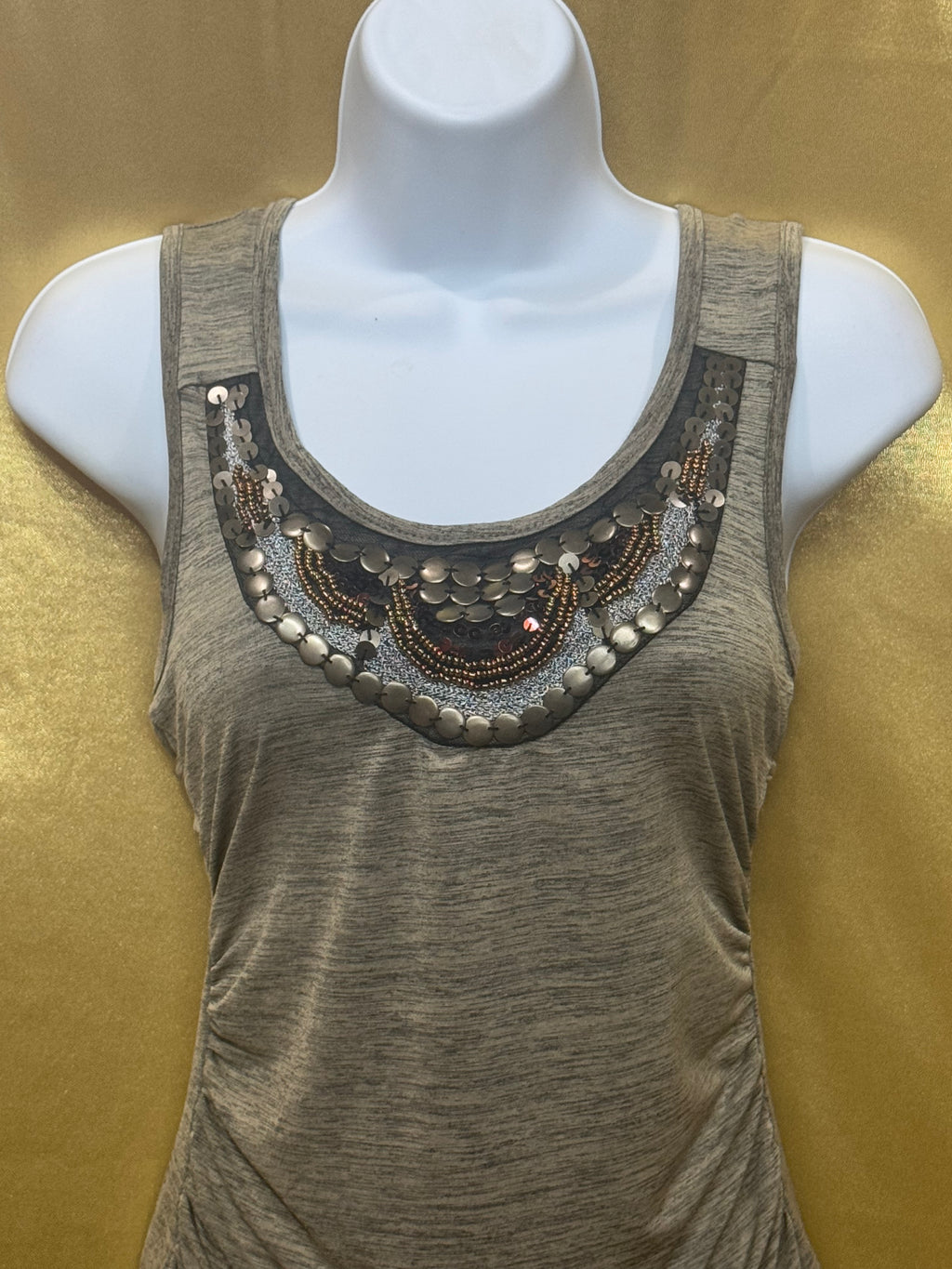 Vintage A. Byer Boho Embellished Neckline Sleeveless Top Medium