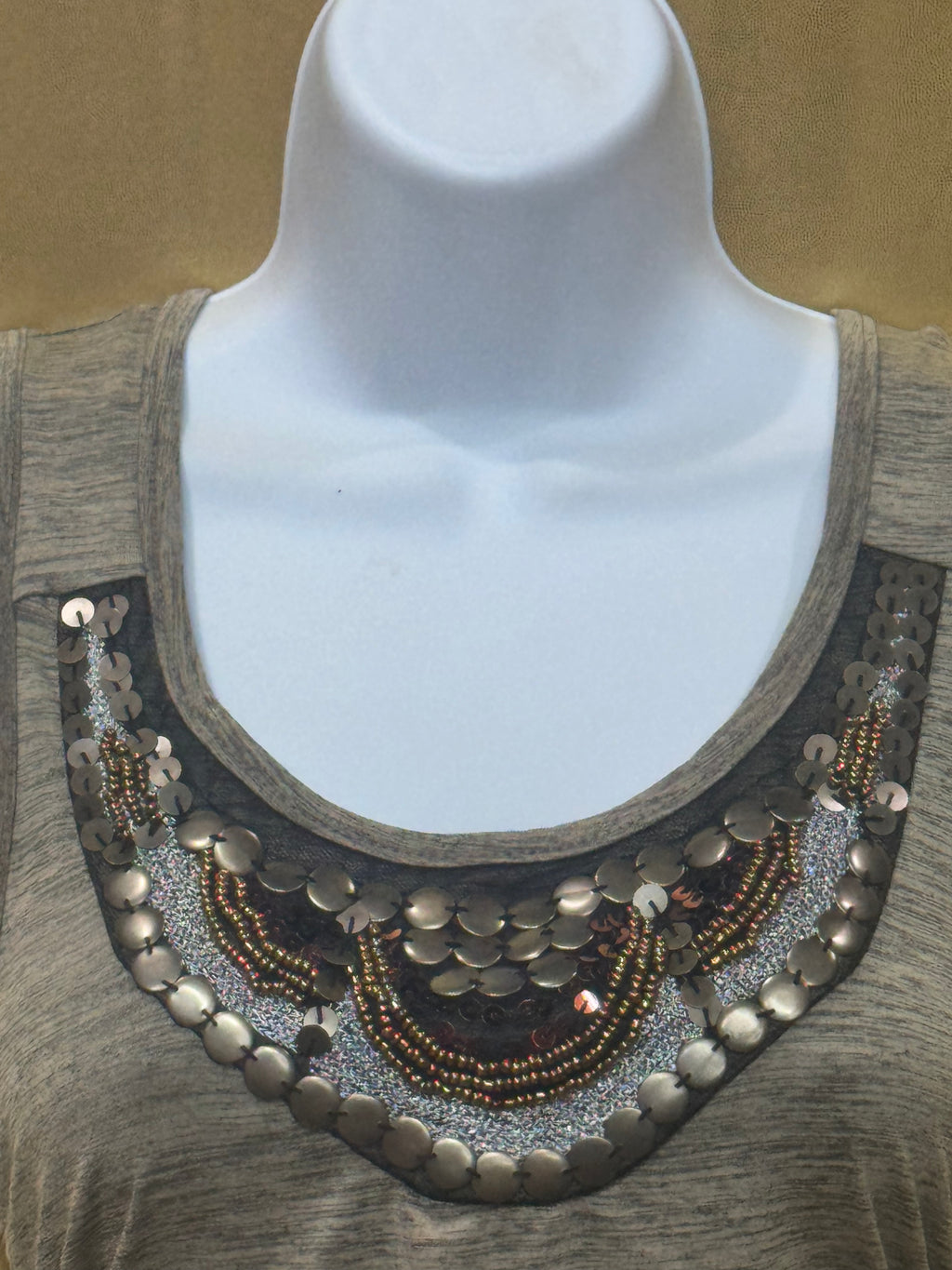 Vintage A. Byer Boho Embellished Neckline Sleeveless Top Medium