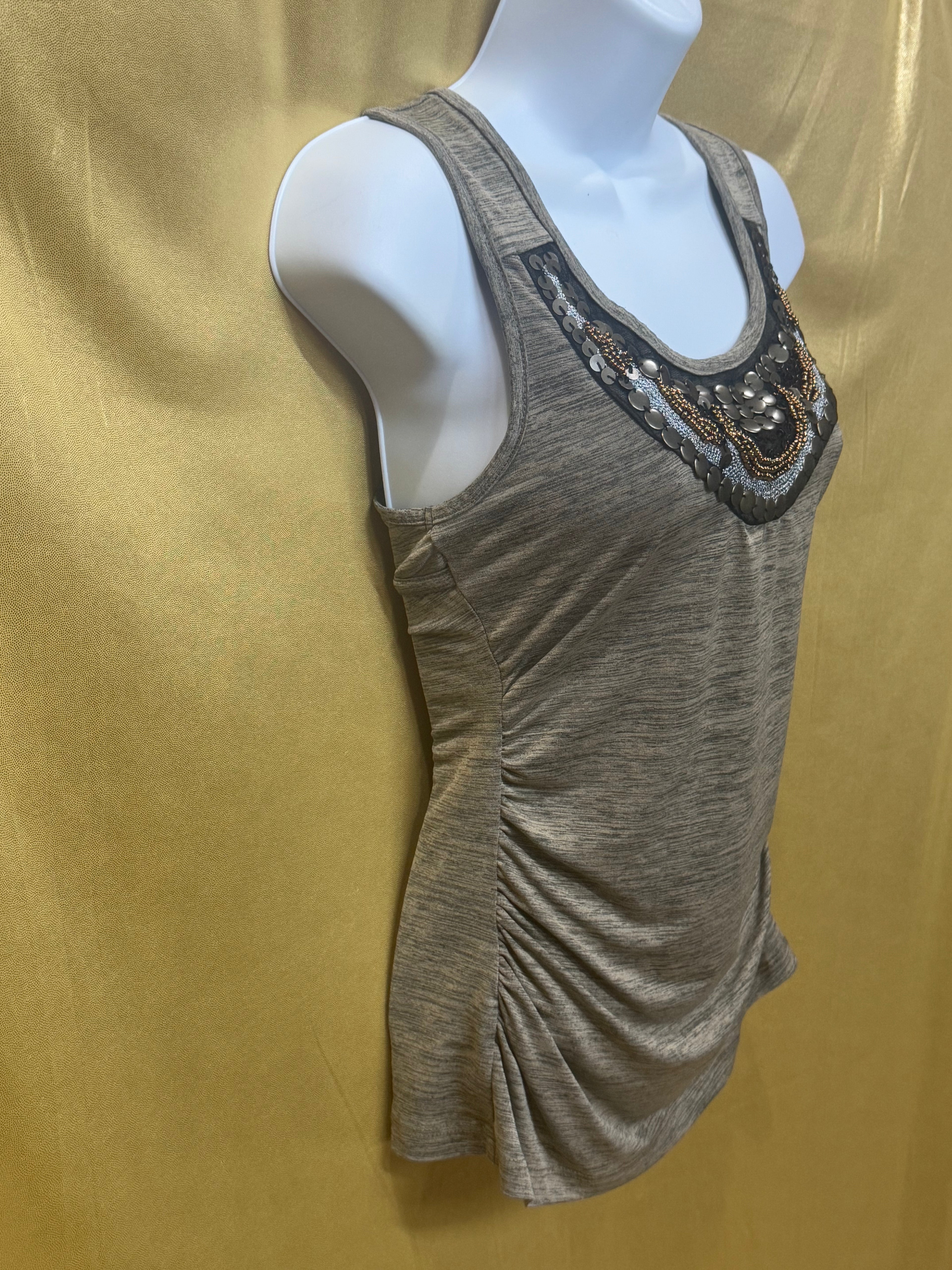 Vintage A. Byer Boho Embellished Neckline Sleeveless Top Medium